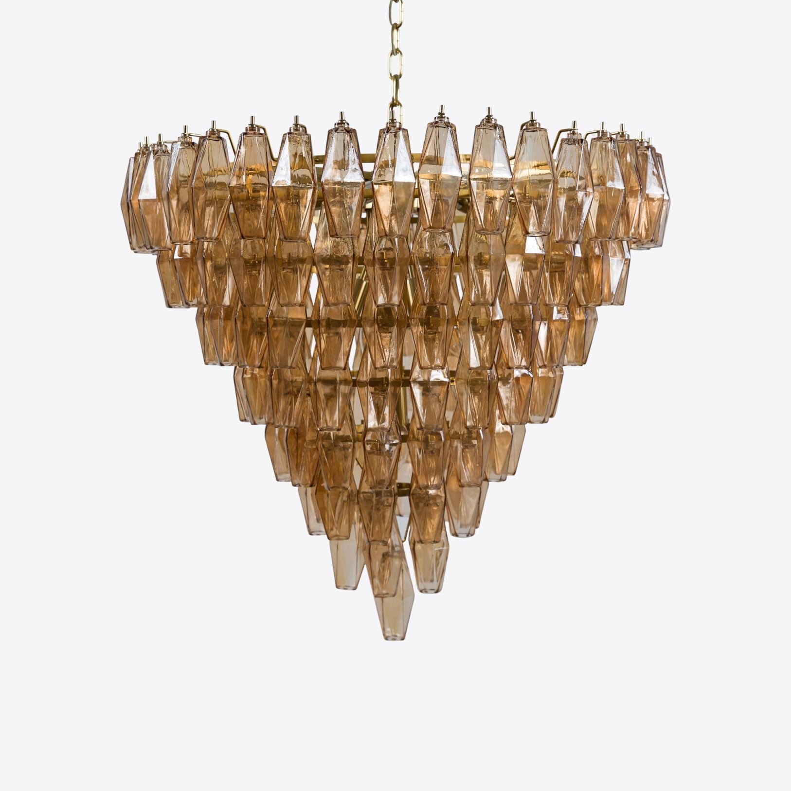 Aurora Chandelier Pink Faceted Glass Layered Vintage - Blowlighting