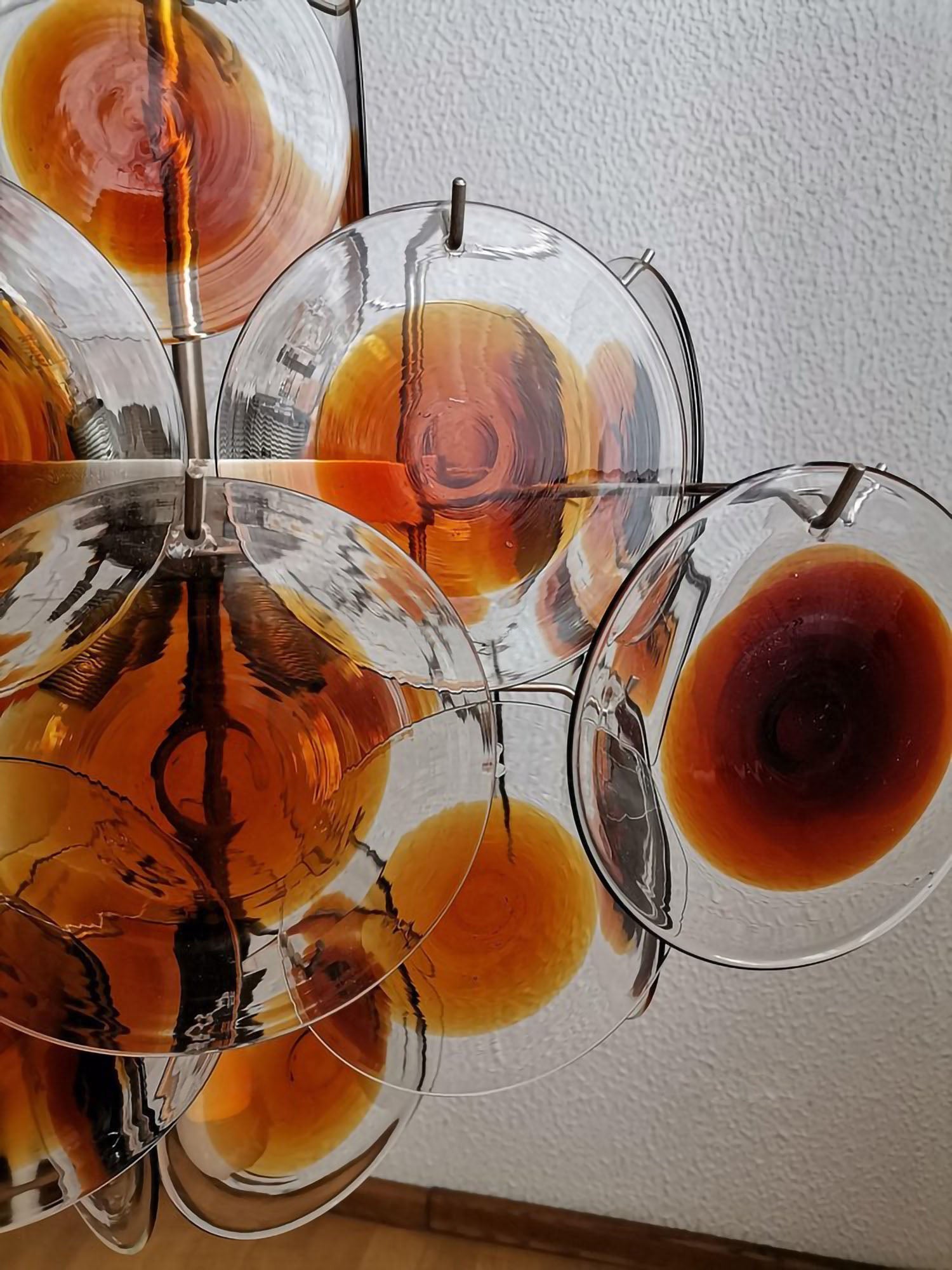 Aurora Chandelier Murano Glass Disc Mid Century - Blowlighting