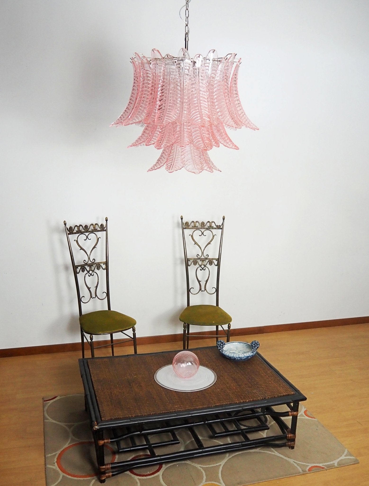 Aurora Chandelier Pink Leaf Glass Layered Graceful Luxury - Blowlighting