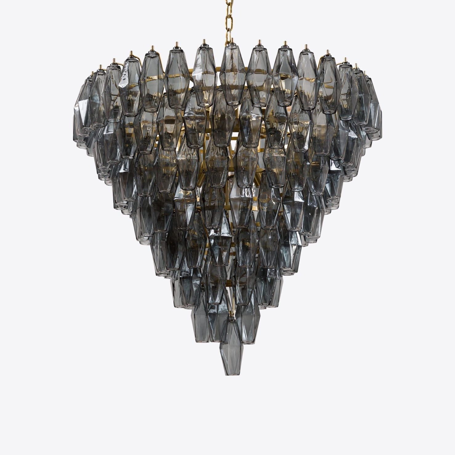 Aurora Chandelier Pink Faceted Glass Layered Vintage - Blowlighting