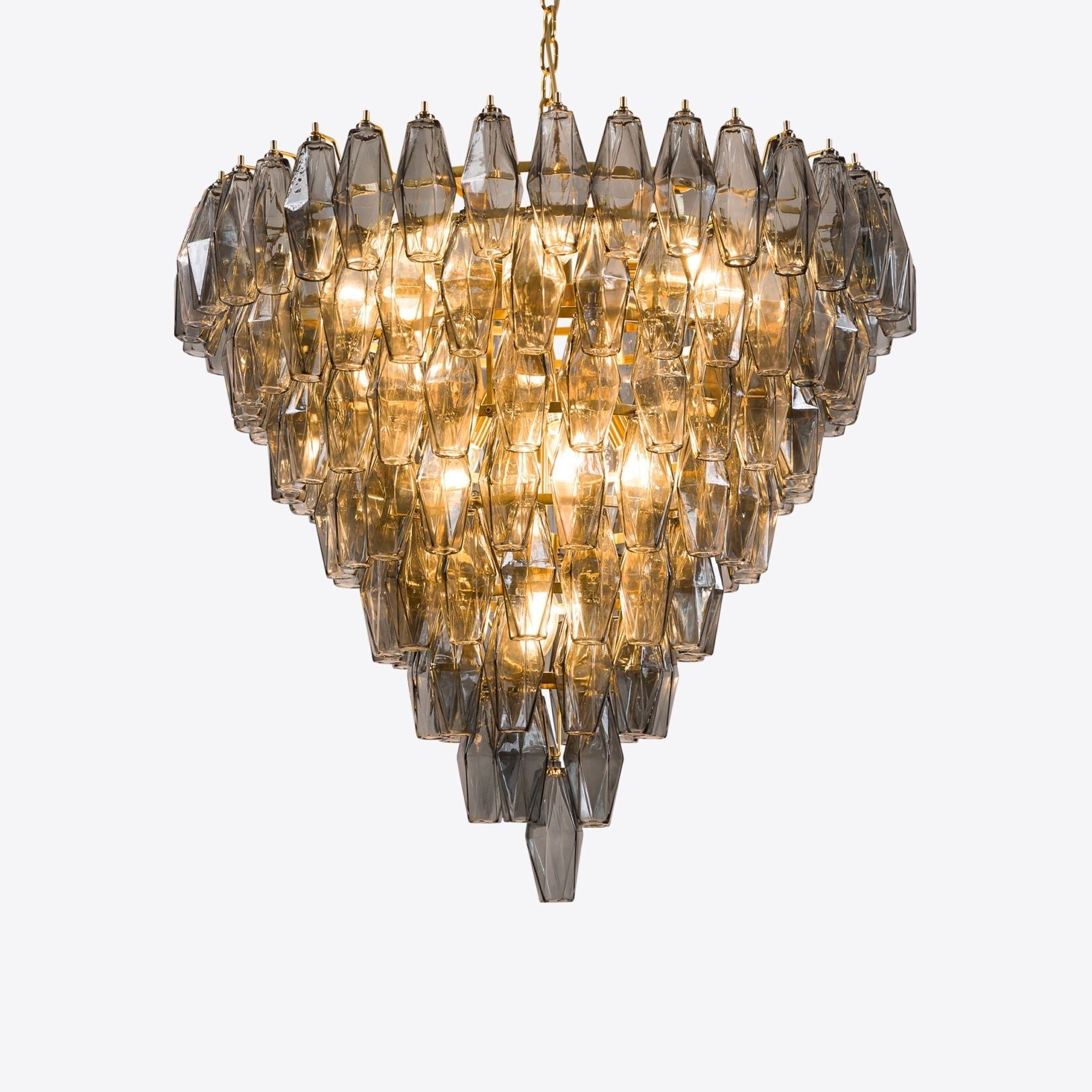 Aurora Chandelier Pink Faceted Glass Layered Vintage - Blowlighting