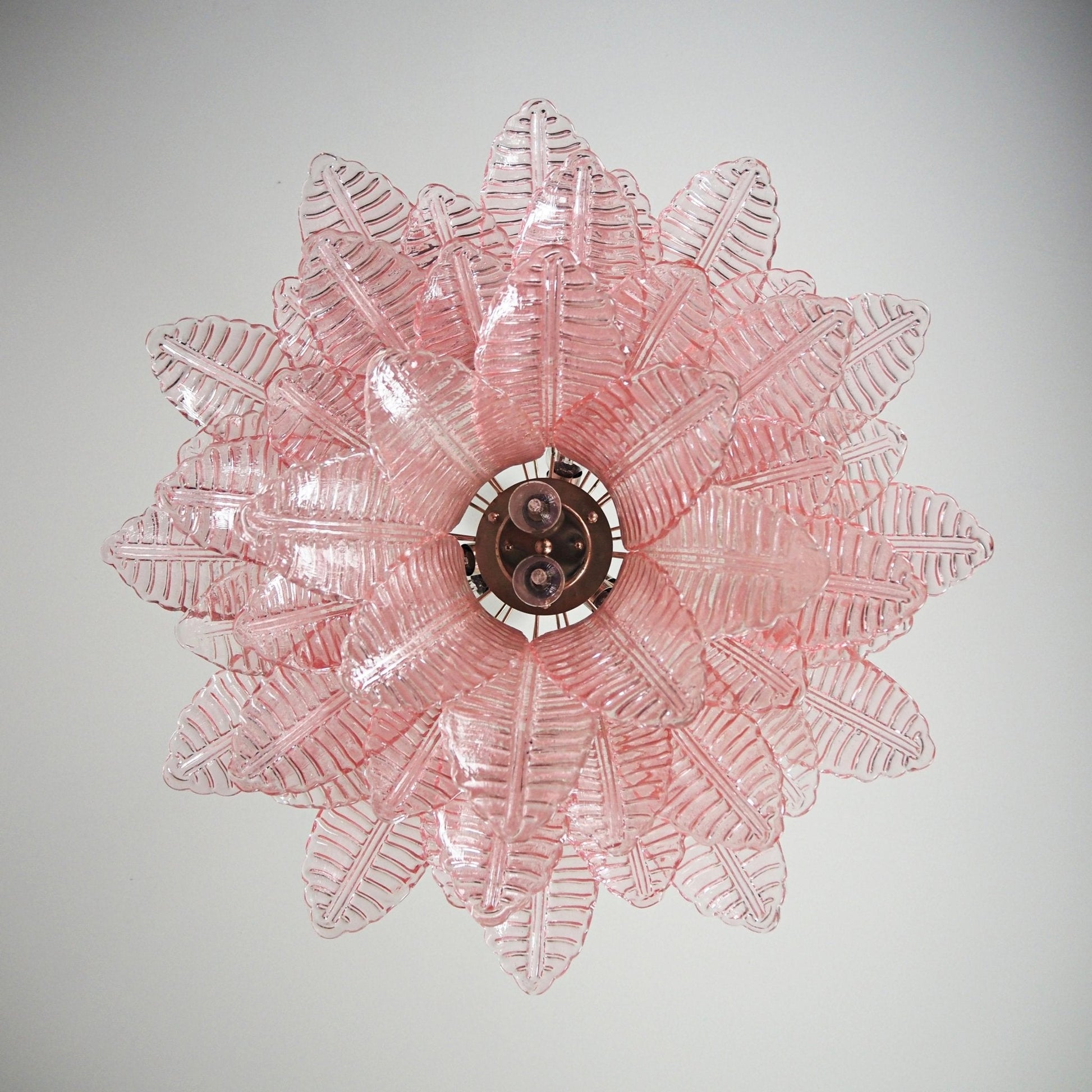 Aurora Chandelier Pink Leaf Glass Layered Graceful Luxury - Blowlighting