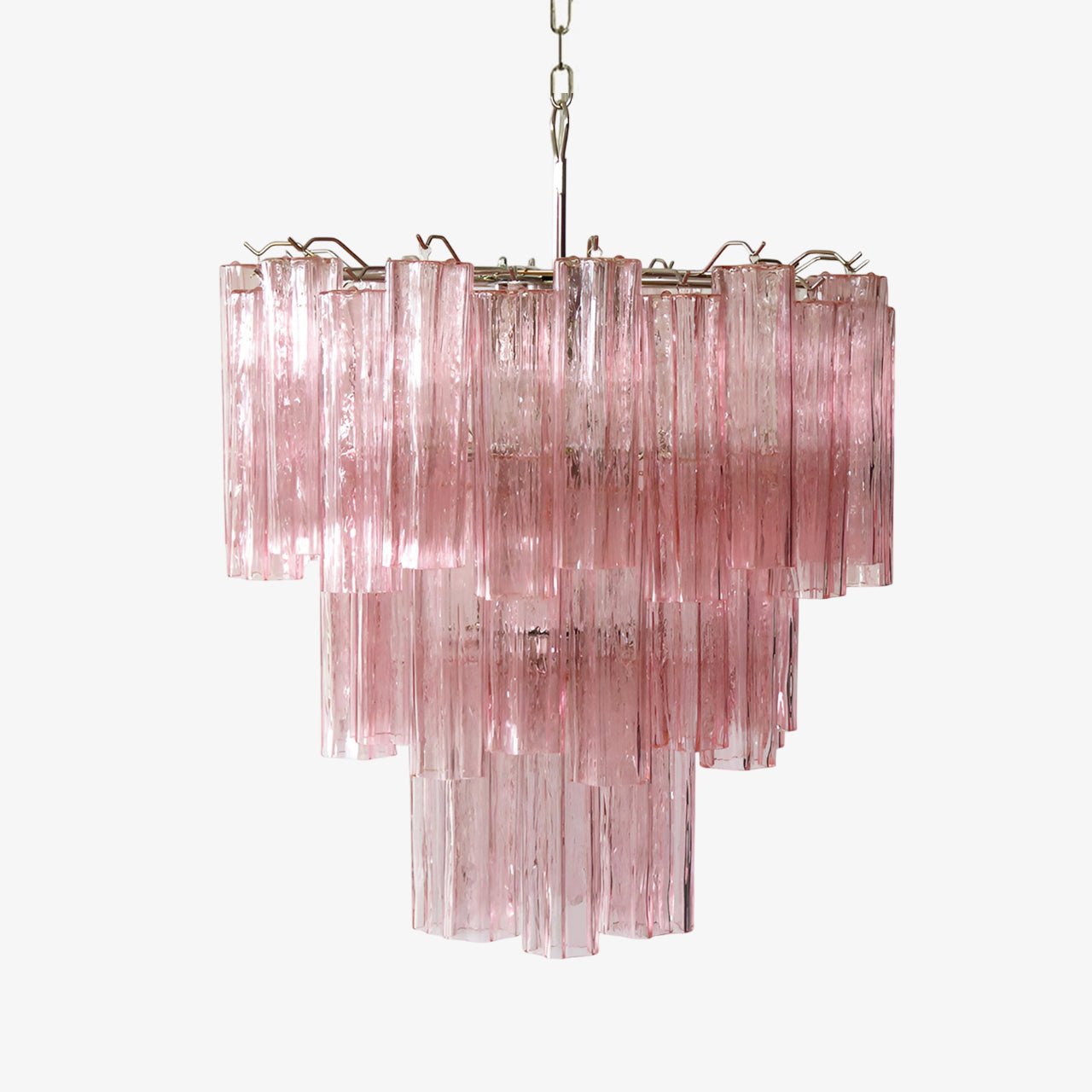 Aurora Chandelier Pink Glass Tubes Layered Modern - Blowlighting