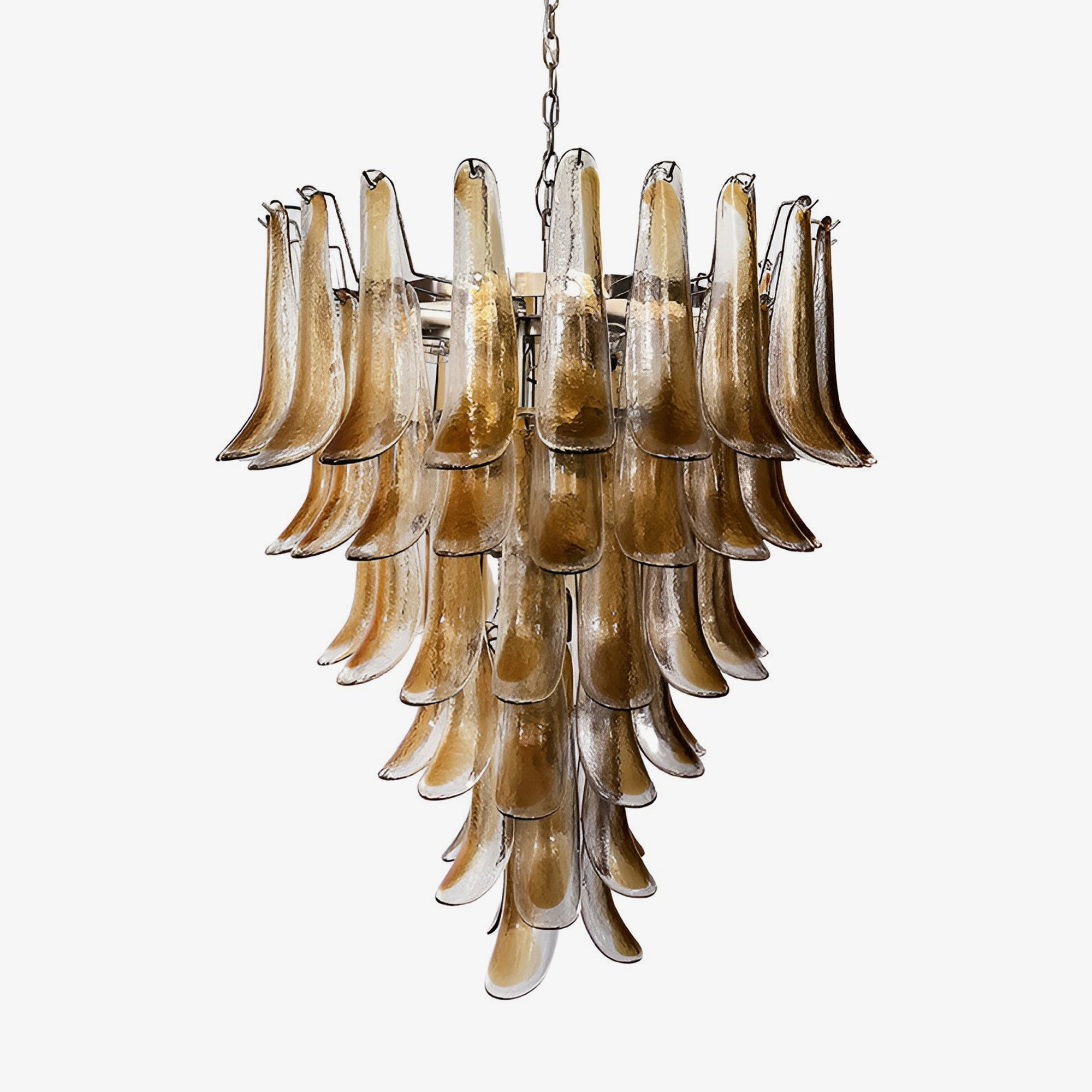 Aurora Chandelier Amber Glass Petals Layered Luxury - Blowlighting