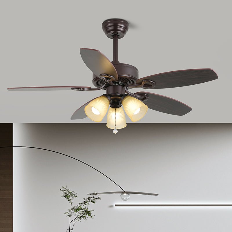 Solara Classic Wood Glass Ceiling Fan Light - Blowlighting