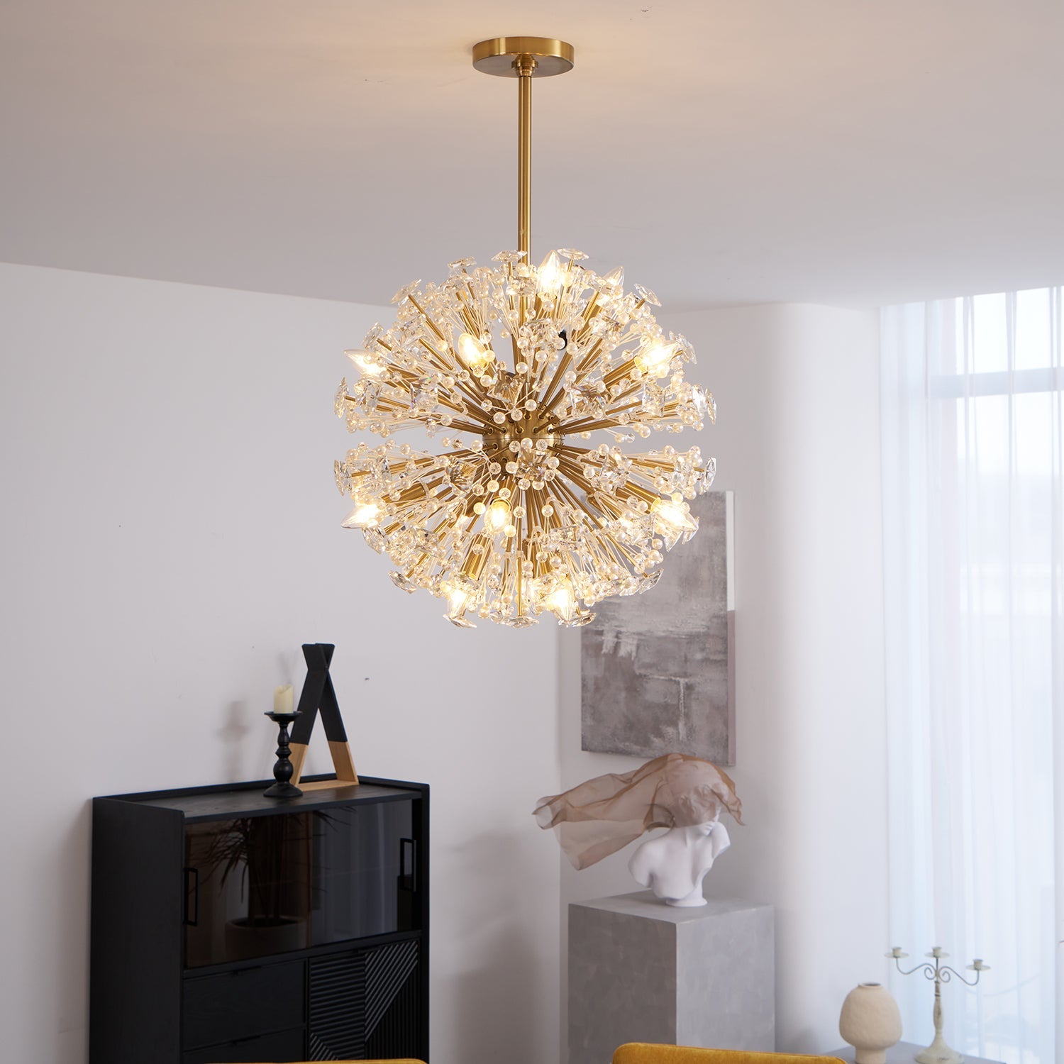 Aurora Chandelier Dickinson Gold Crystal Starburst - Blowlighting