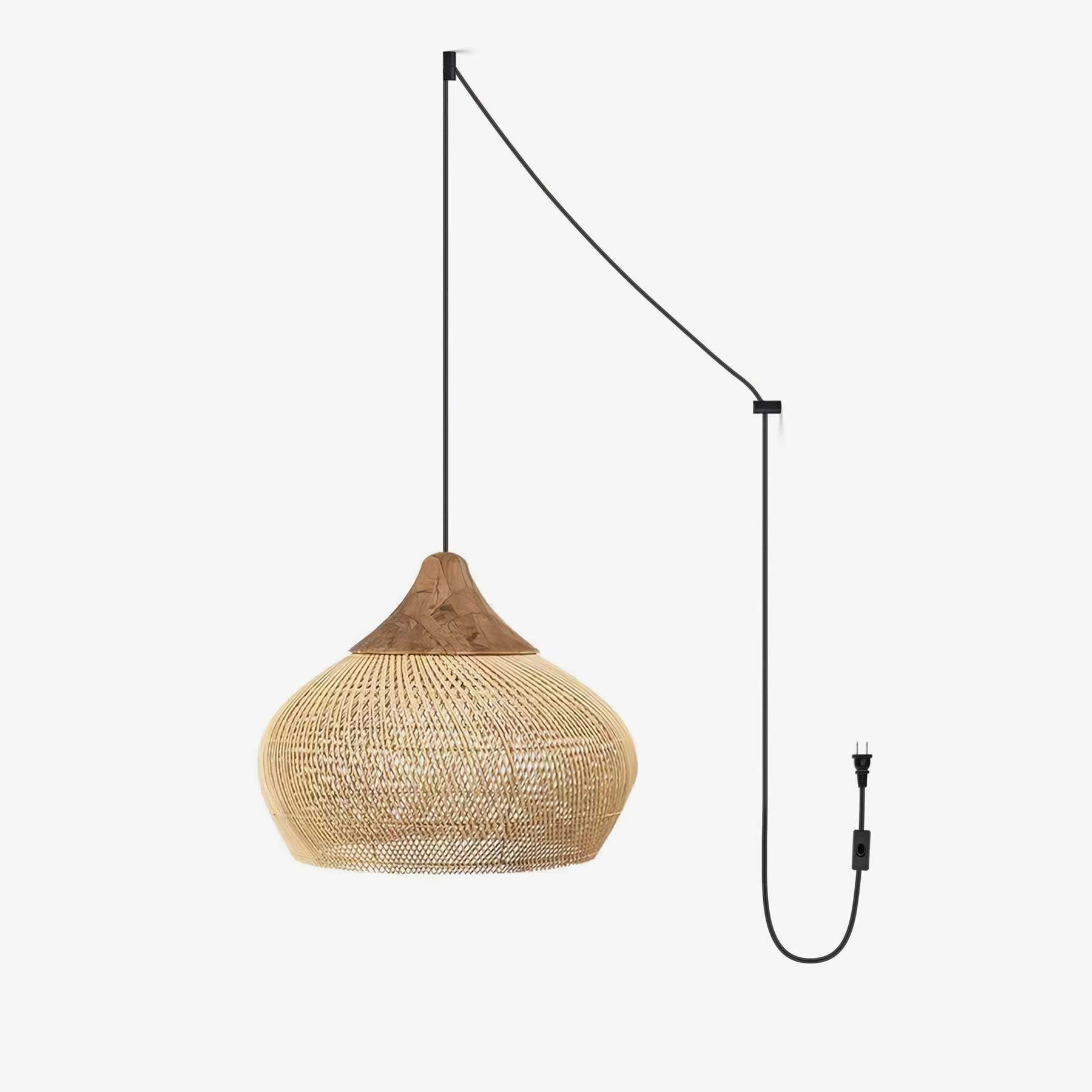 Braided Rattan Swag Pendant Lamp - Blowlighting