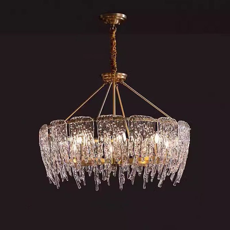 Cathaa Postmodern Luxury Rectangular Icicle Glass Crystal Chandelier - Blowlighting