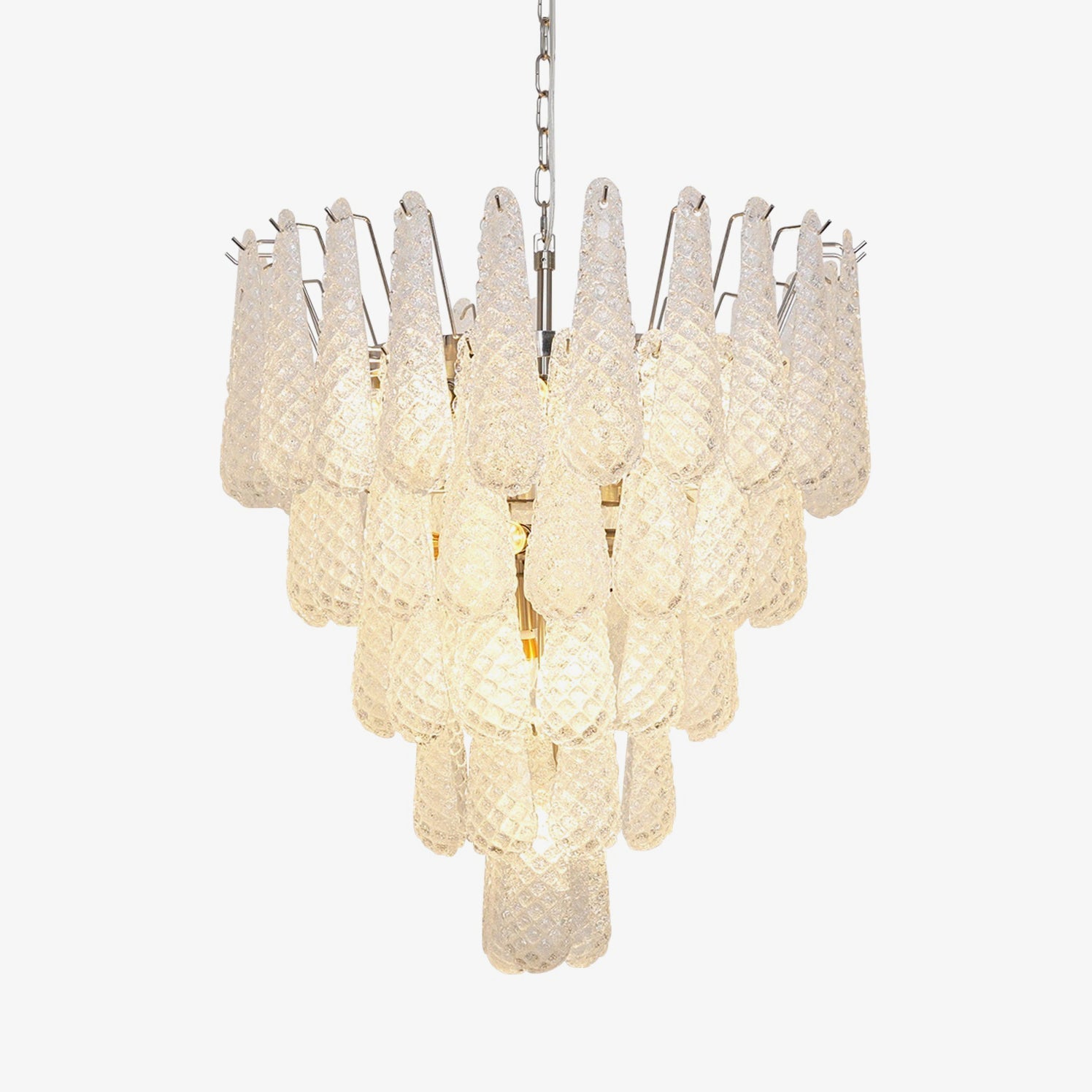 Aurora Chandelier Clear Murano Glass Dewdrop Layered - Blowlighting