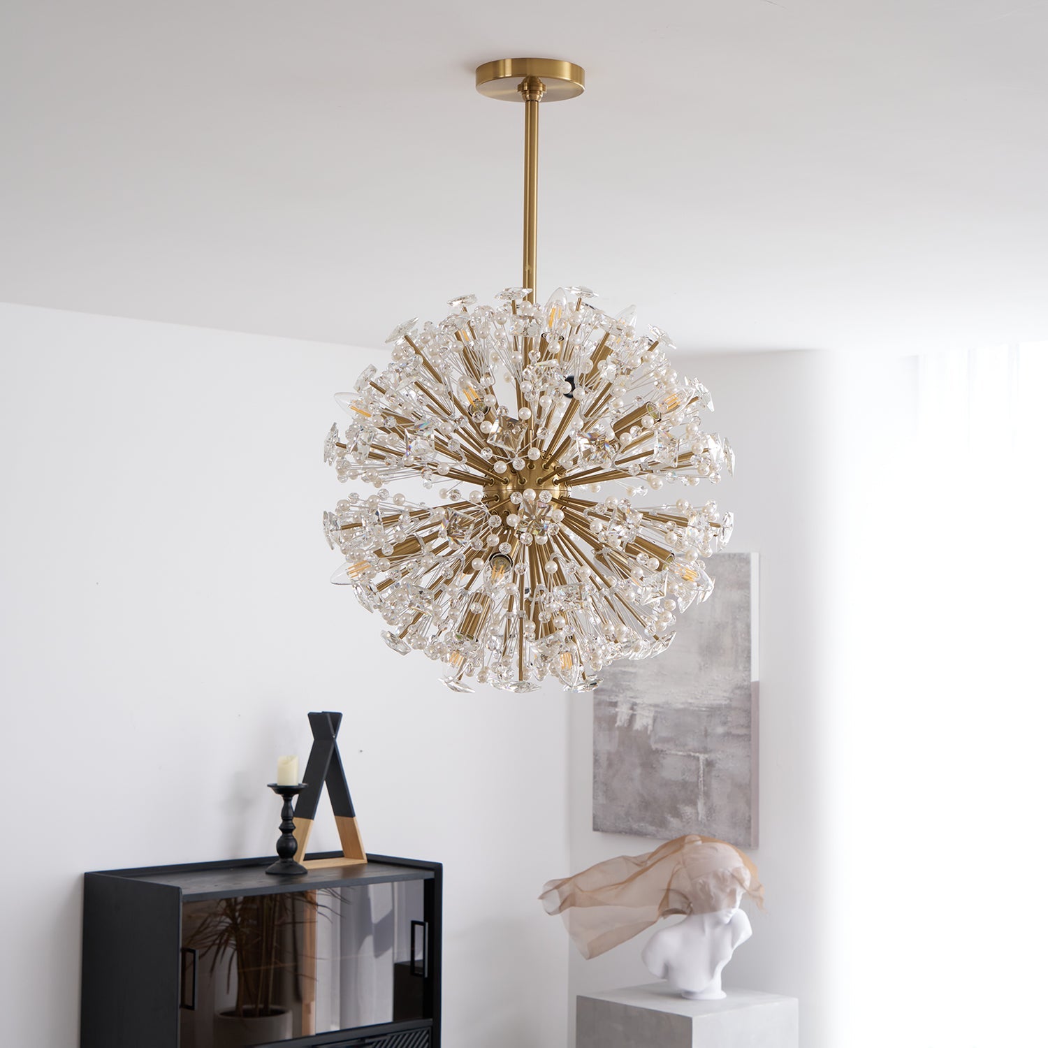 Aurora Chandelier Dickinson Gold Crystal Starburst - Blowlighting