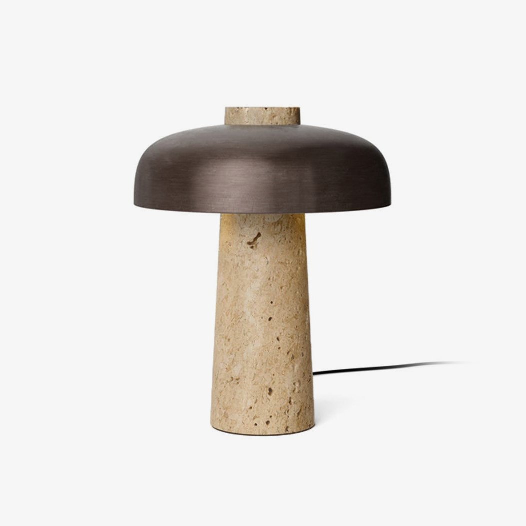Conore Mushroom Form Travertine Table Lamp - Blowlighting