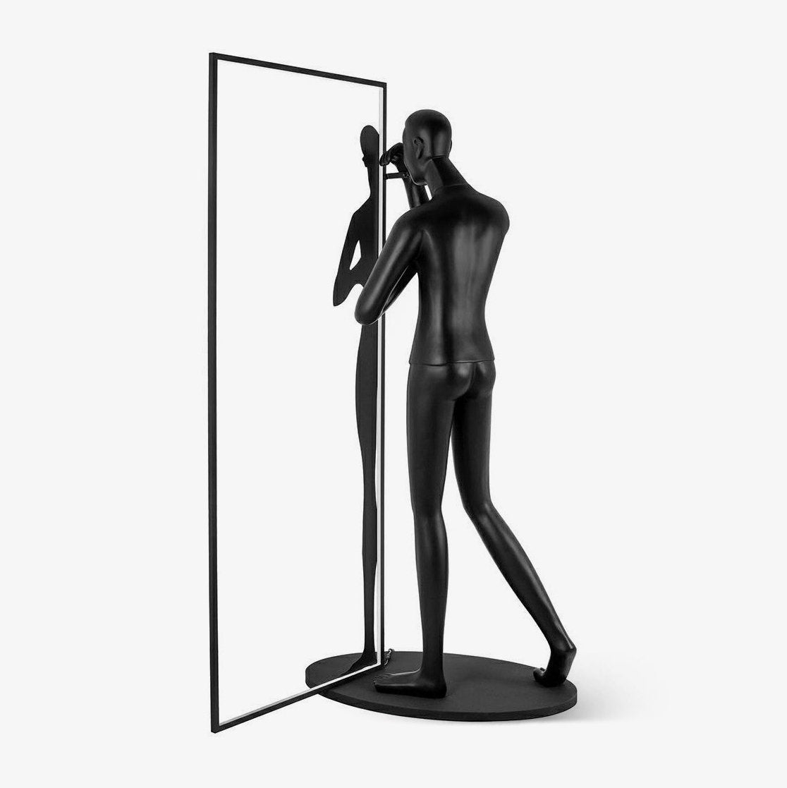 Onoryra Sculptural Black Metal Mirror Floor Lamp - Blowlighting