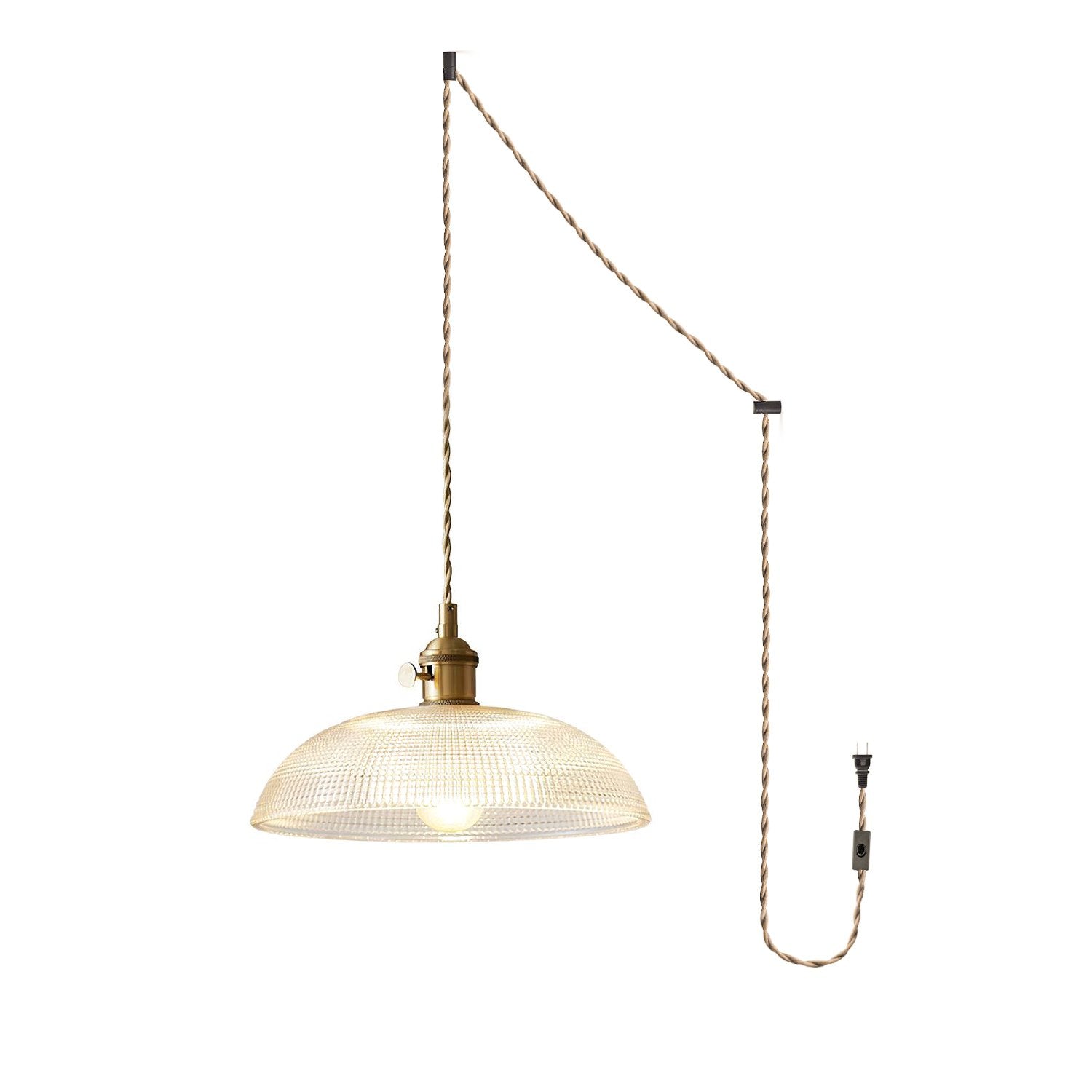 Ribbed Spiral Pendant Swag Light - Blowlighting
