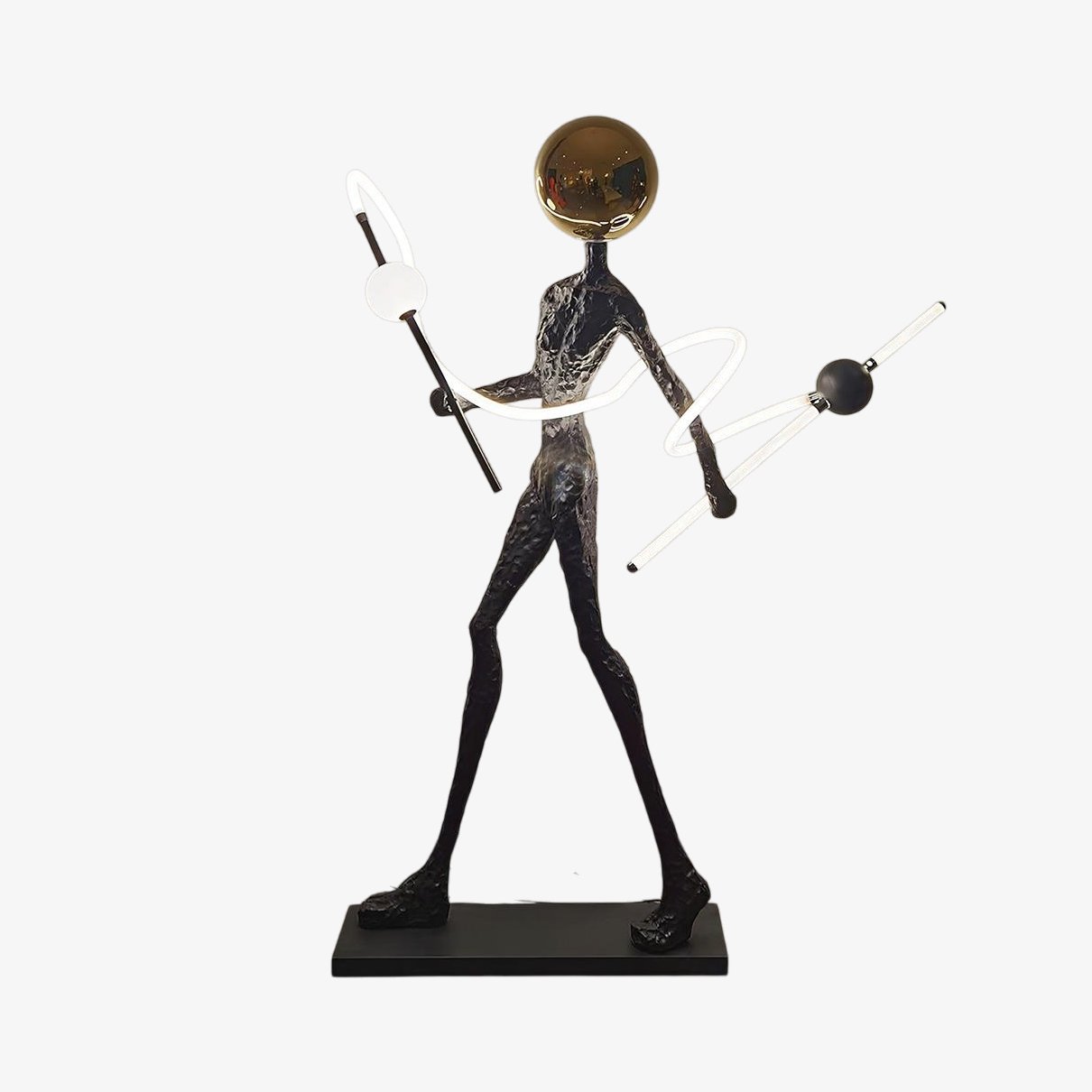Nycaran Sculptural Black Metal Floor Lamp - Blowlighting