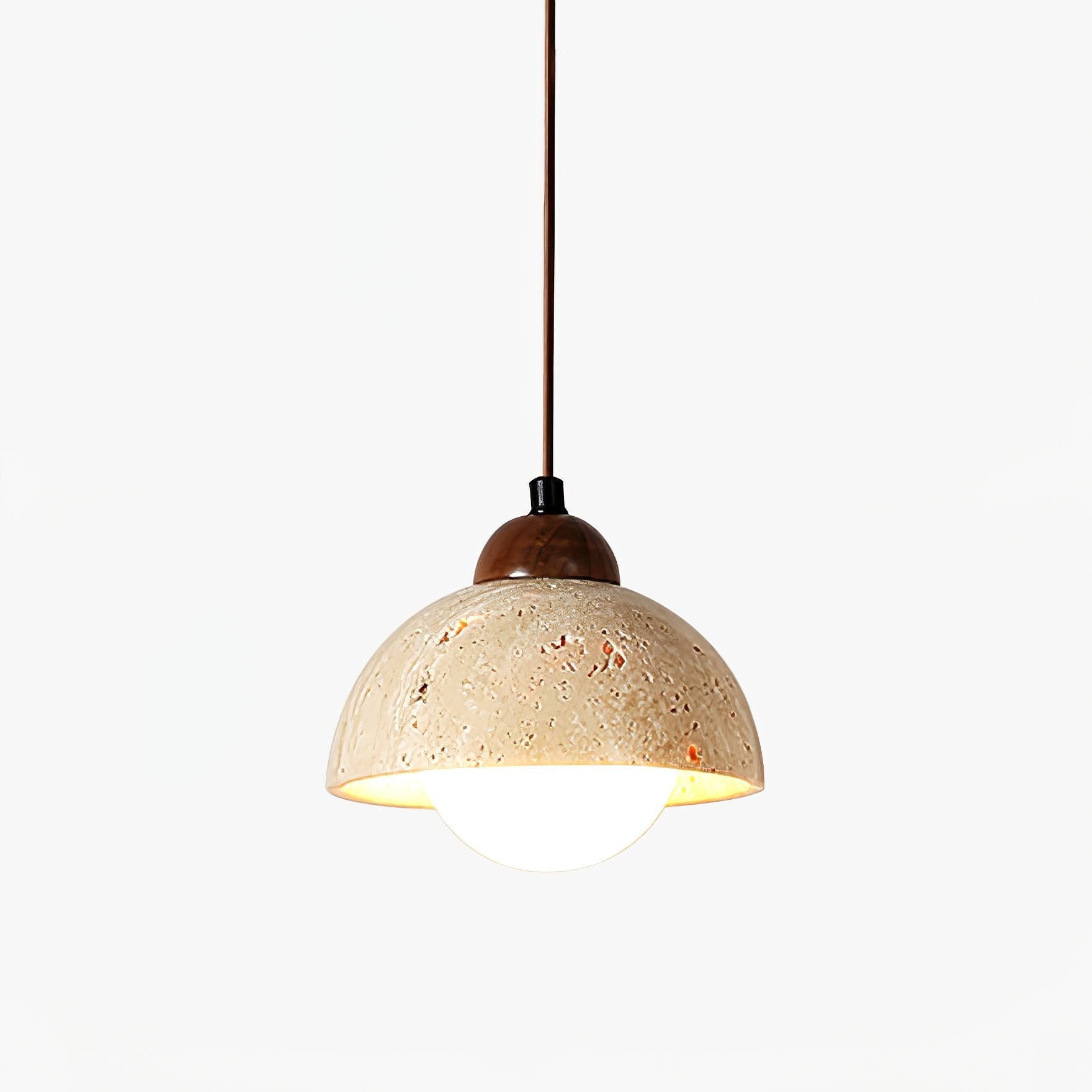 Orzora Dome-Shaped Travertine Pendant Light - Blowlighting