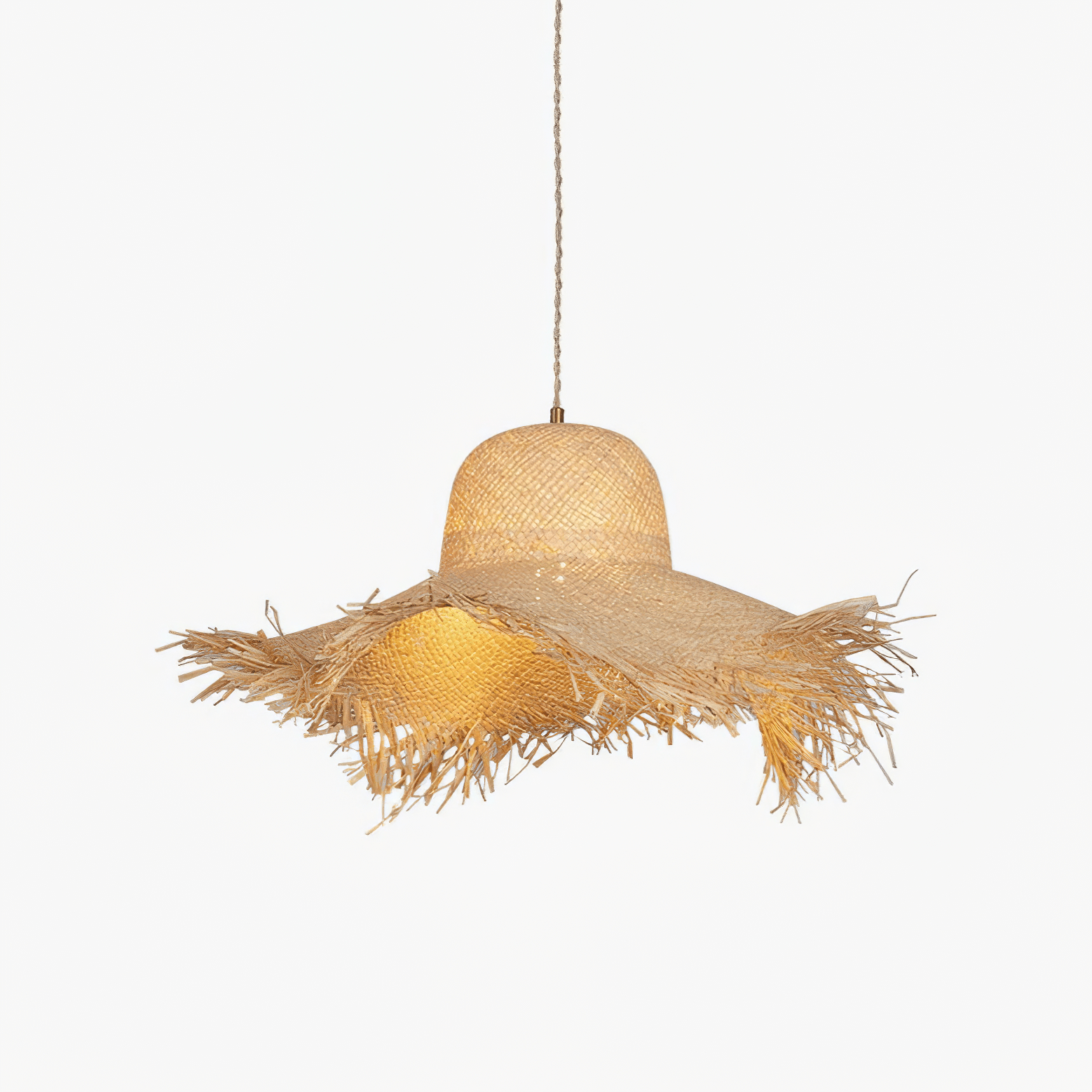 Rattan Straw Hat Pendant Light - Blowlighting