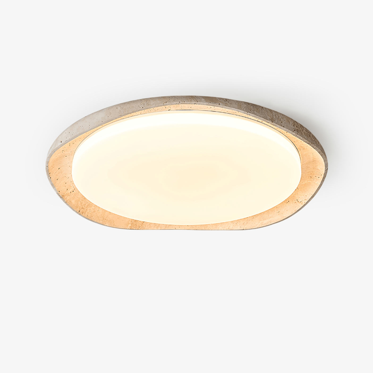 Adoros Rimmed-Circle Travertine Ceiling Light - Blowlighting