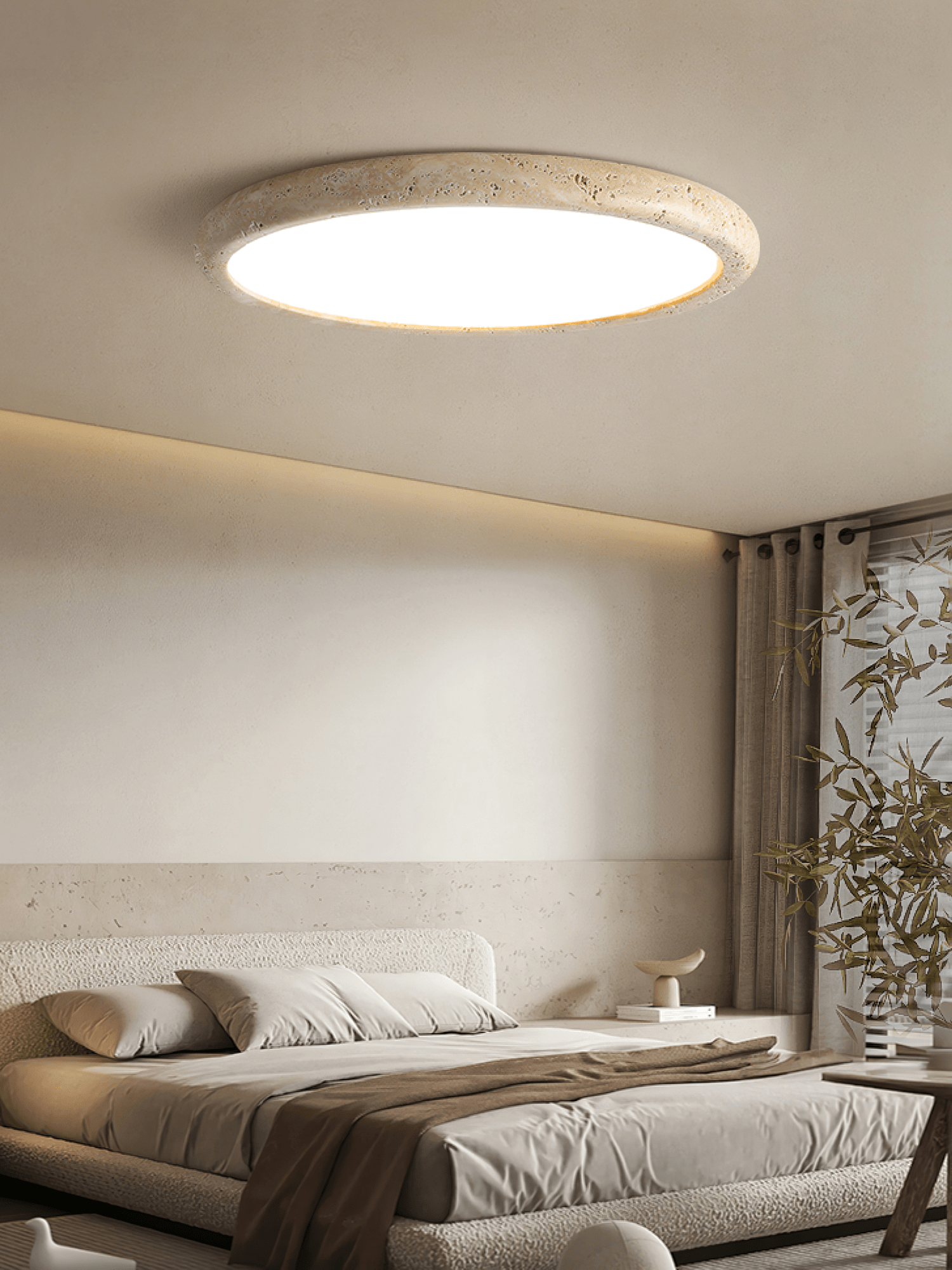 Aurrina Ring Frame Travertine Ceiling Light - Blowlighting