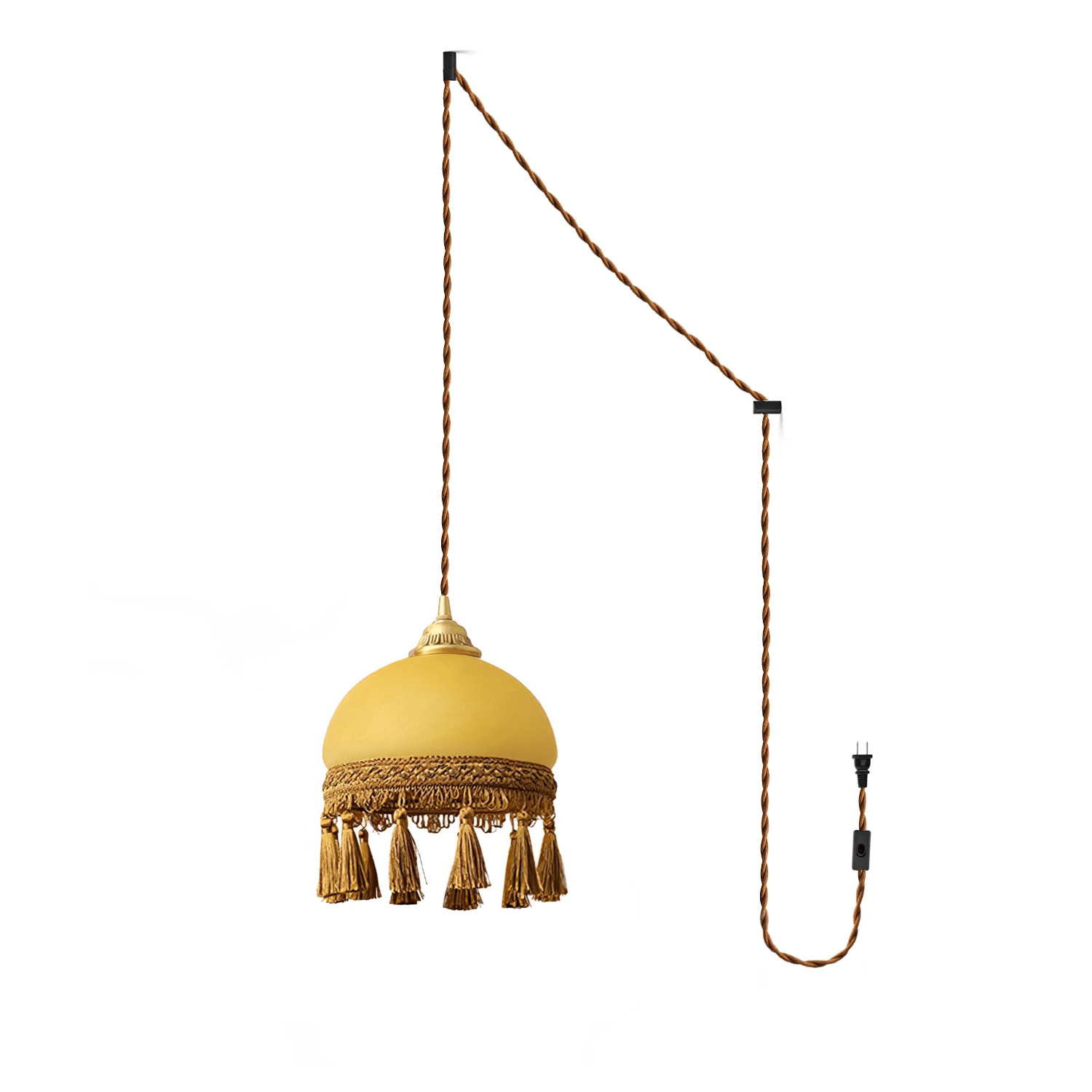 French Tassels Brass Pendant Swag Light - Blowlighting