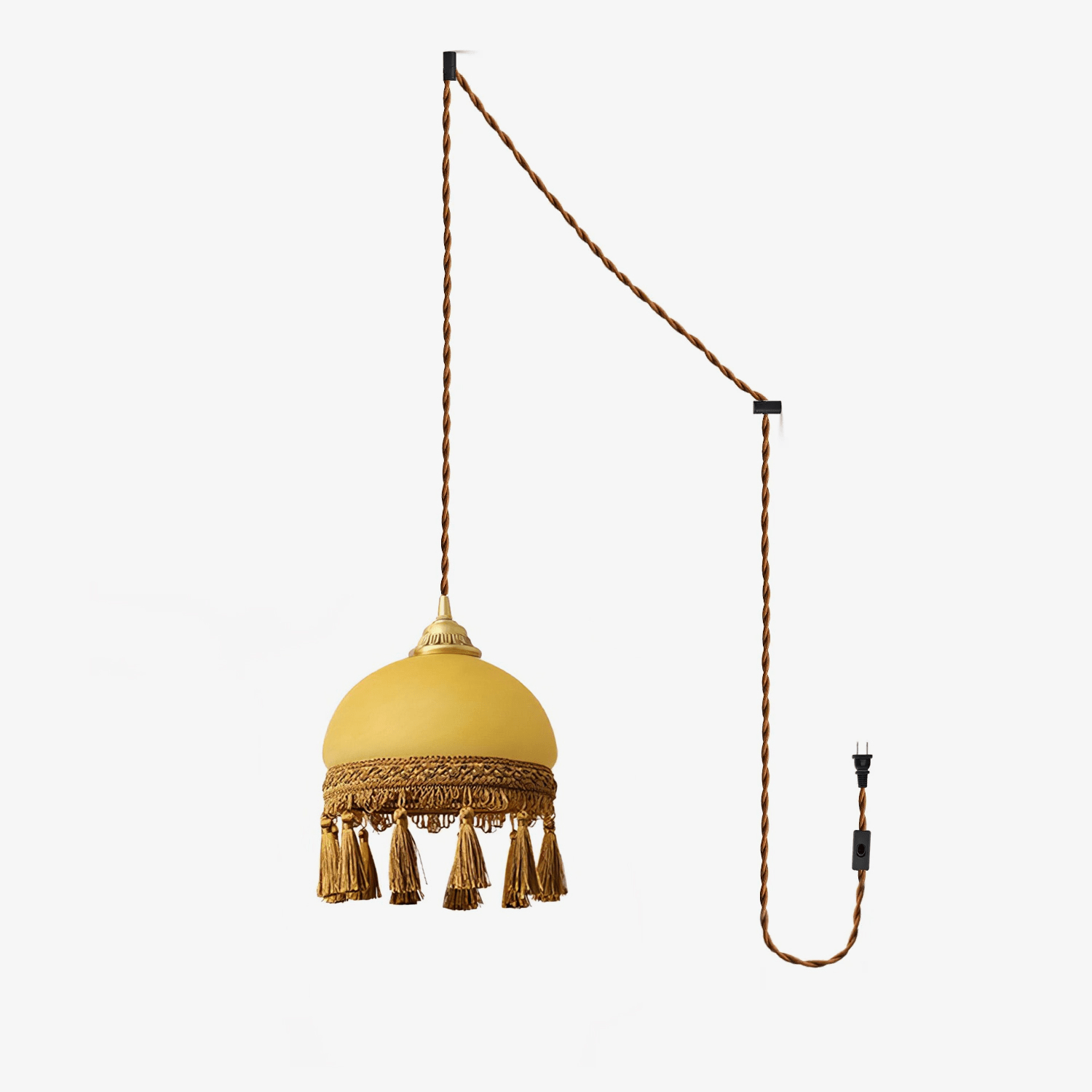 French Tassels Brass Pendant Swag Light - Blowlighting