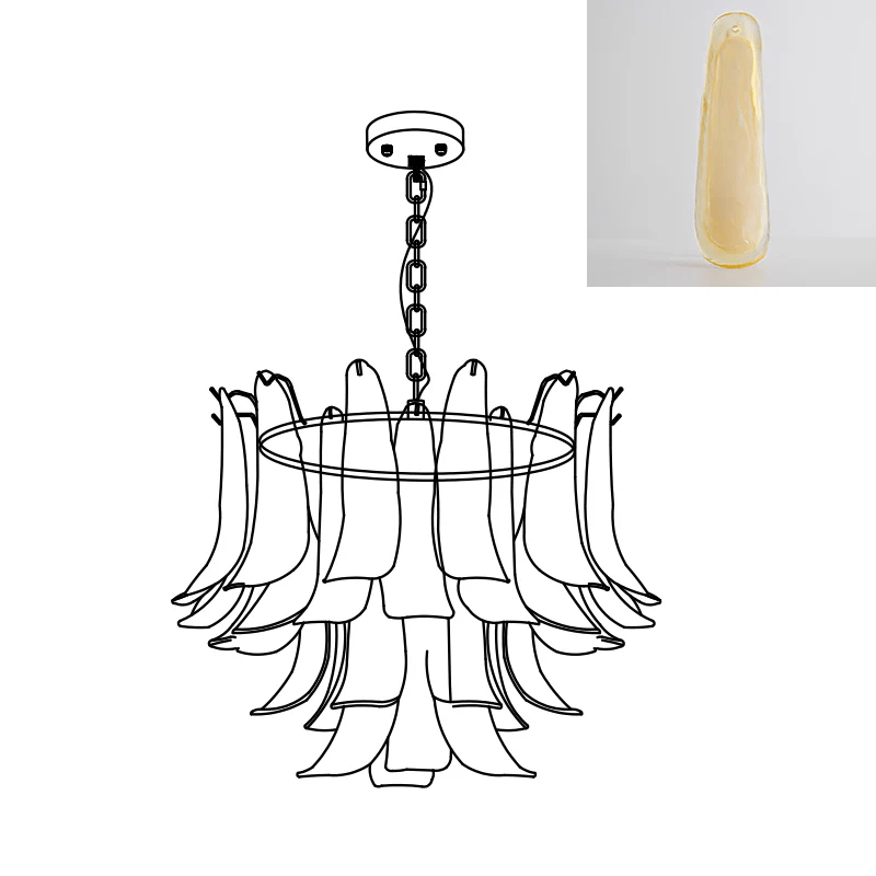 Aurora Chandelier Murano Glass Leaf Golden - Blowlighting