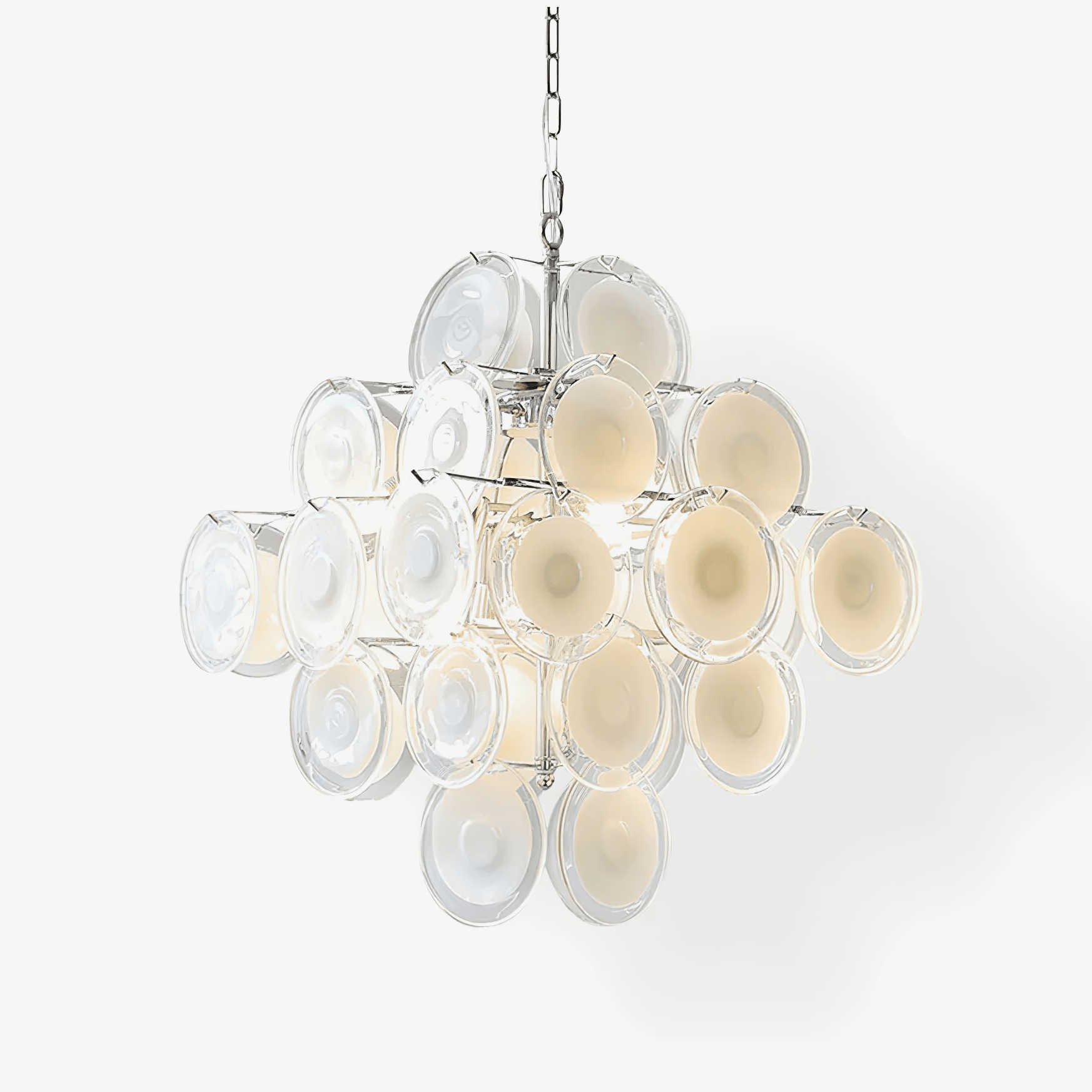 Aurora Chandelier White Murano Glass Discs Cluster - Blowlighting