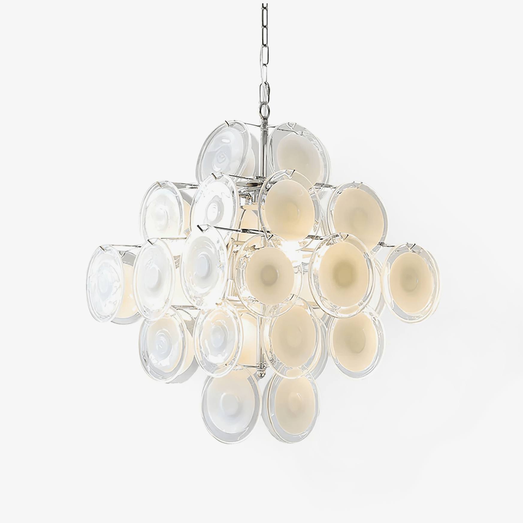 Aurora Chandelier White Murano Glass Discs Cluster - Blowlighting
