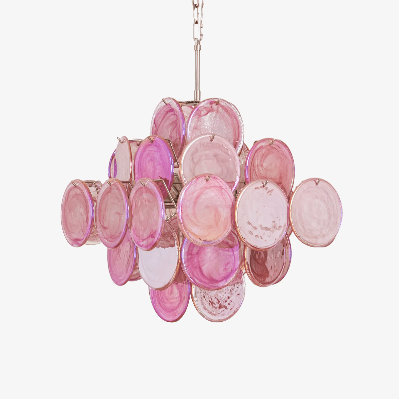 Aurora Chandelier Pink Glass Disc Layered Romantic - Blowlighting