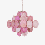 Aurora Chandelier Pink Glass Disc Layered Romantic - Blowlighting
