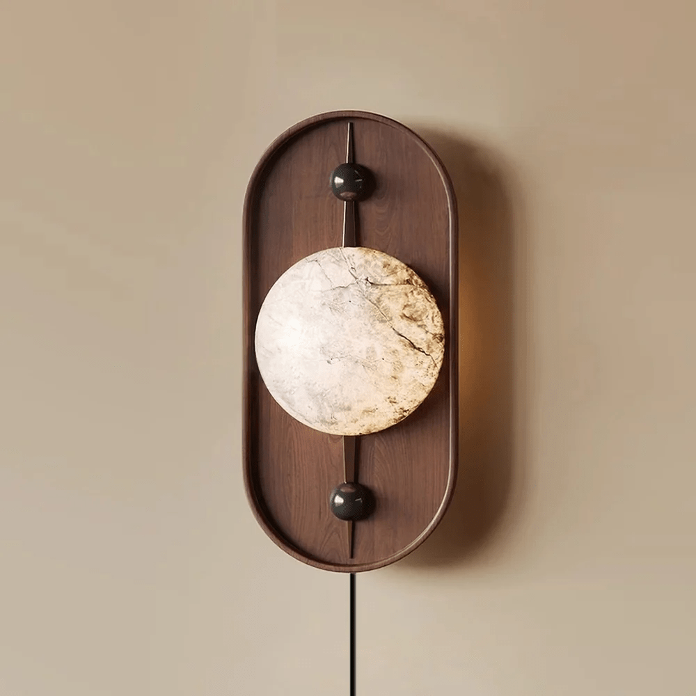 Lyvaran Oval Alabaster Wood Wall Light - Blowlighting