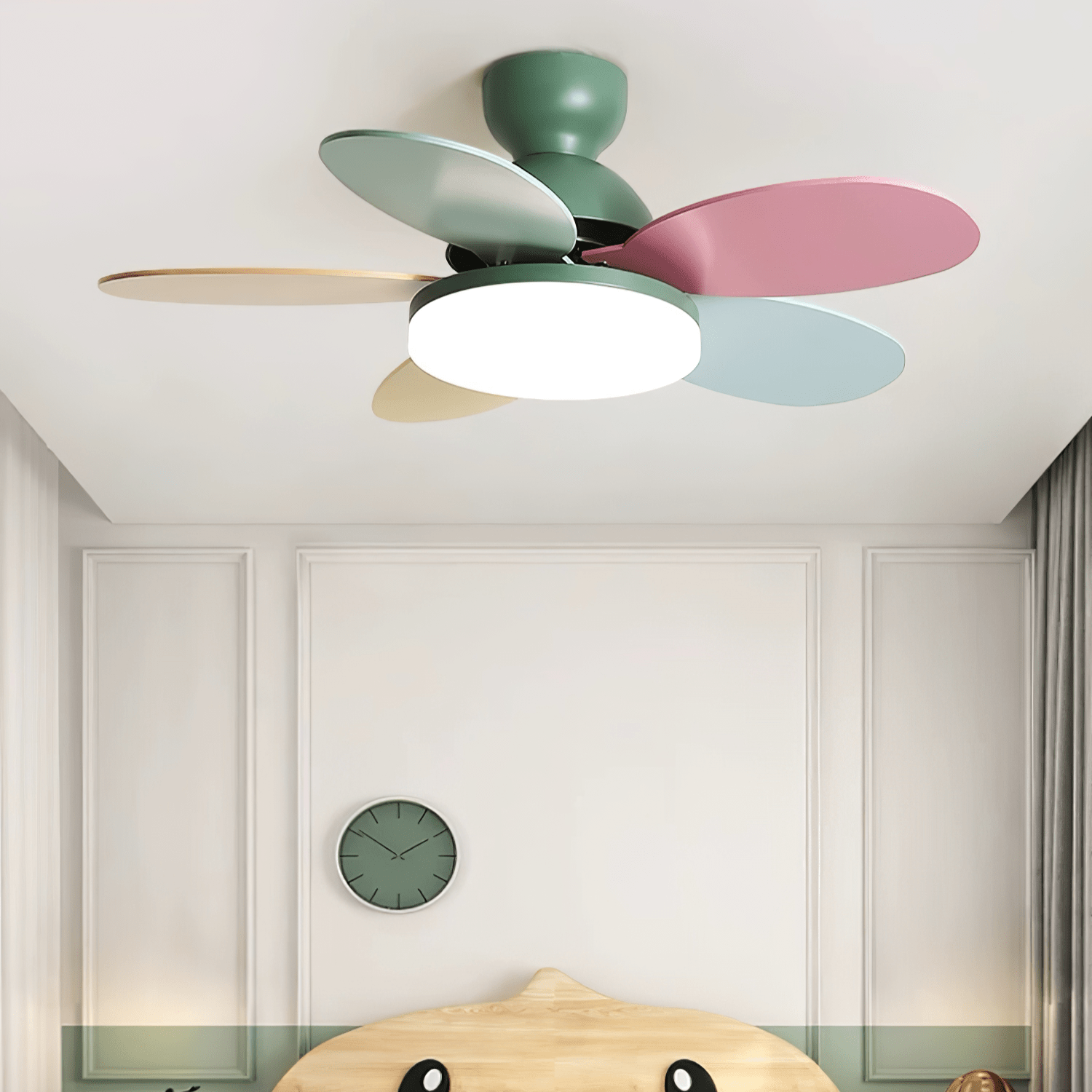 Liora Colorful Glass Kids Ceiling Fan Light - Blowlighting