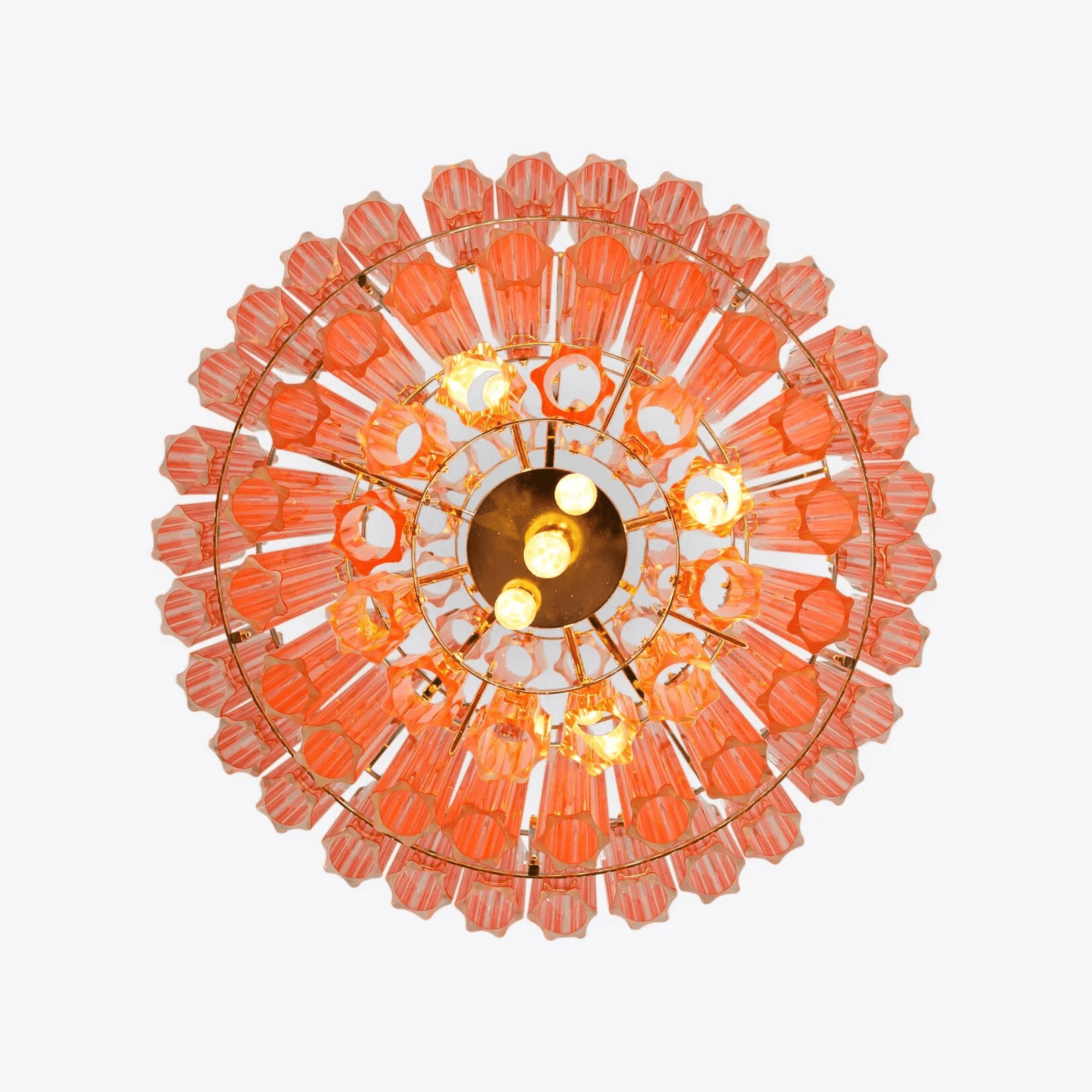 Aurora Chandelier Pink Glass Tube Layered Diamond - Blowlighting