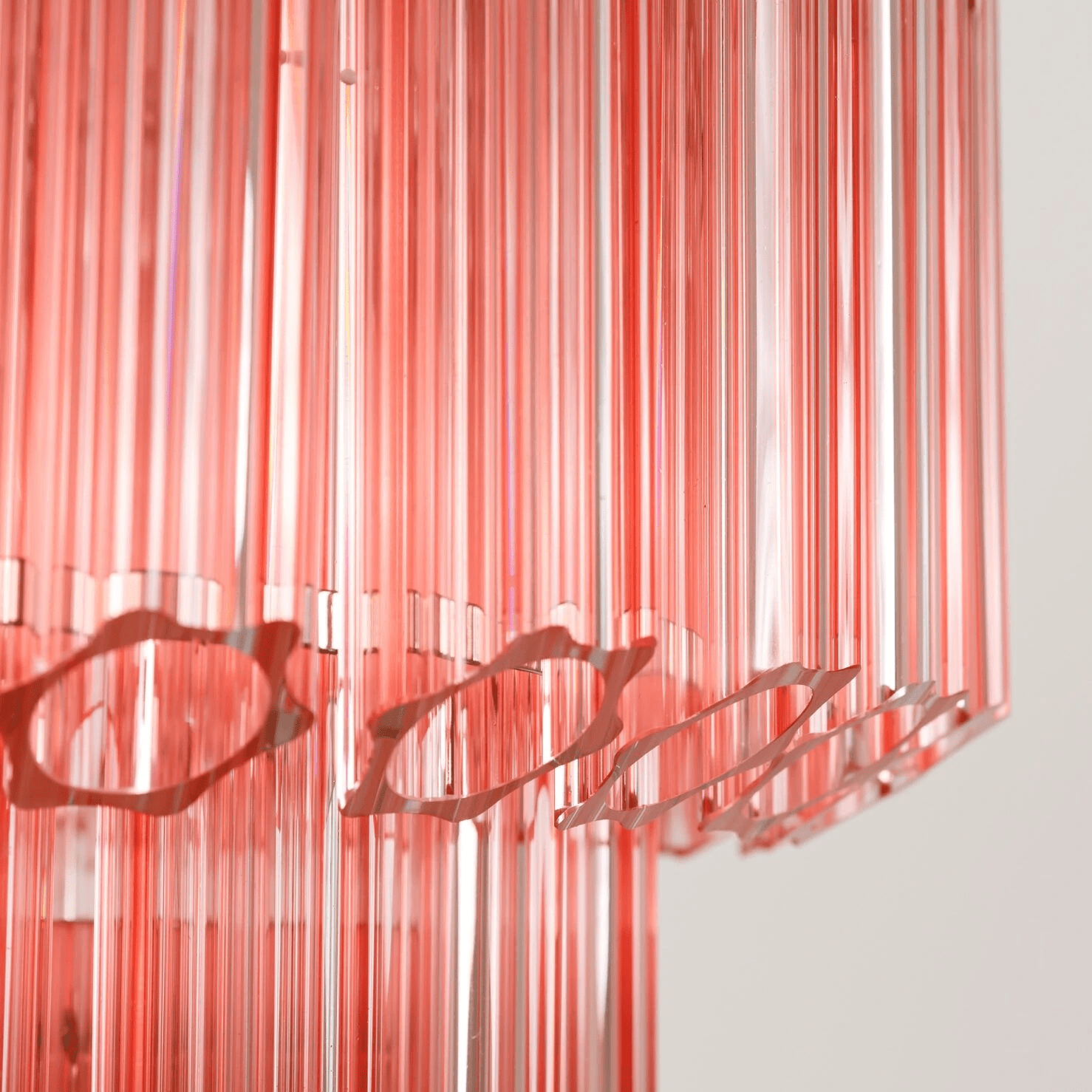 Aurora Chandelier Pink Glass Tube Layered Diamond - Blowlighting