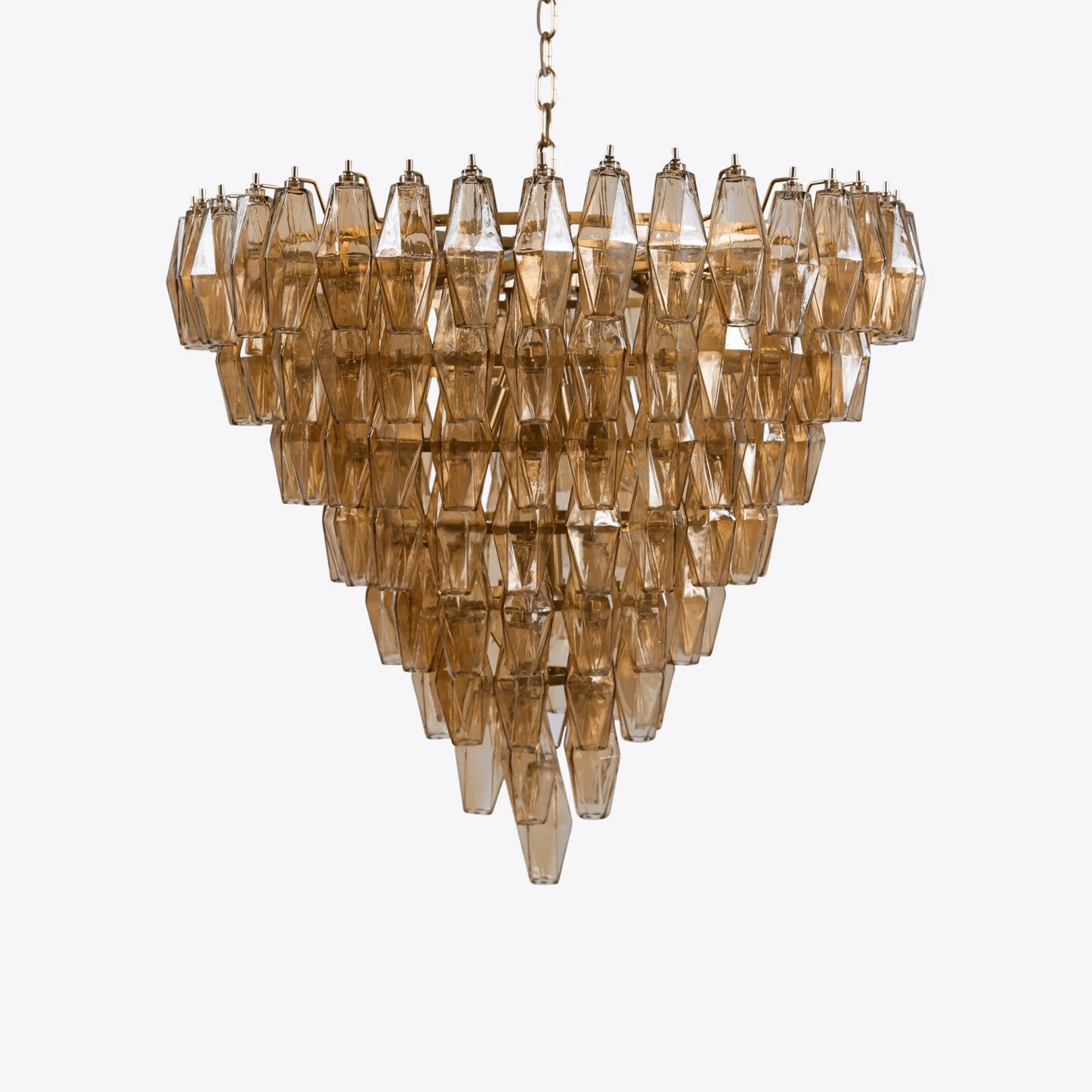 Aurora Chandelier Pink Faceted Glass Layered Vintage - Blowlighting