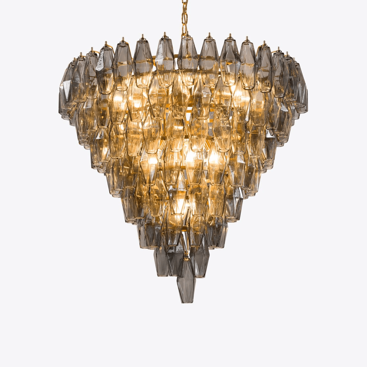 Aurora Chandelier Pink Faceted Glass Layered Vintage - Blowlighting