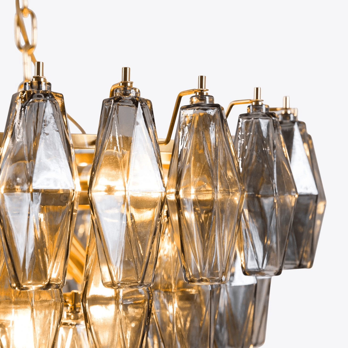 Aurora Chandelier Pink Faceted Glass Layered Vintage - Blowlighting