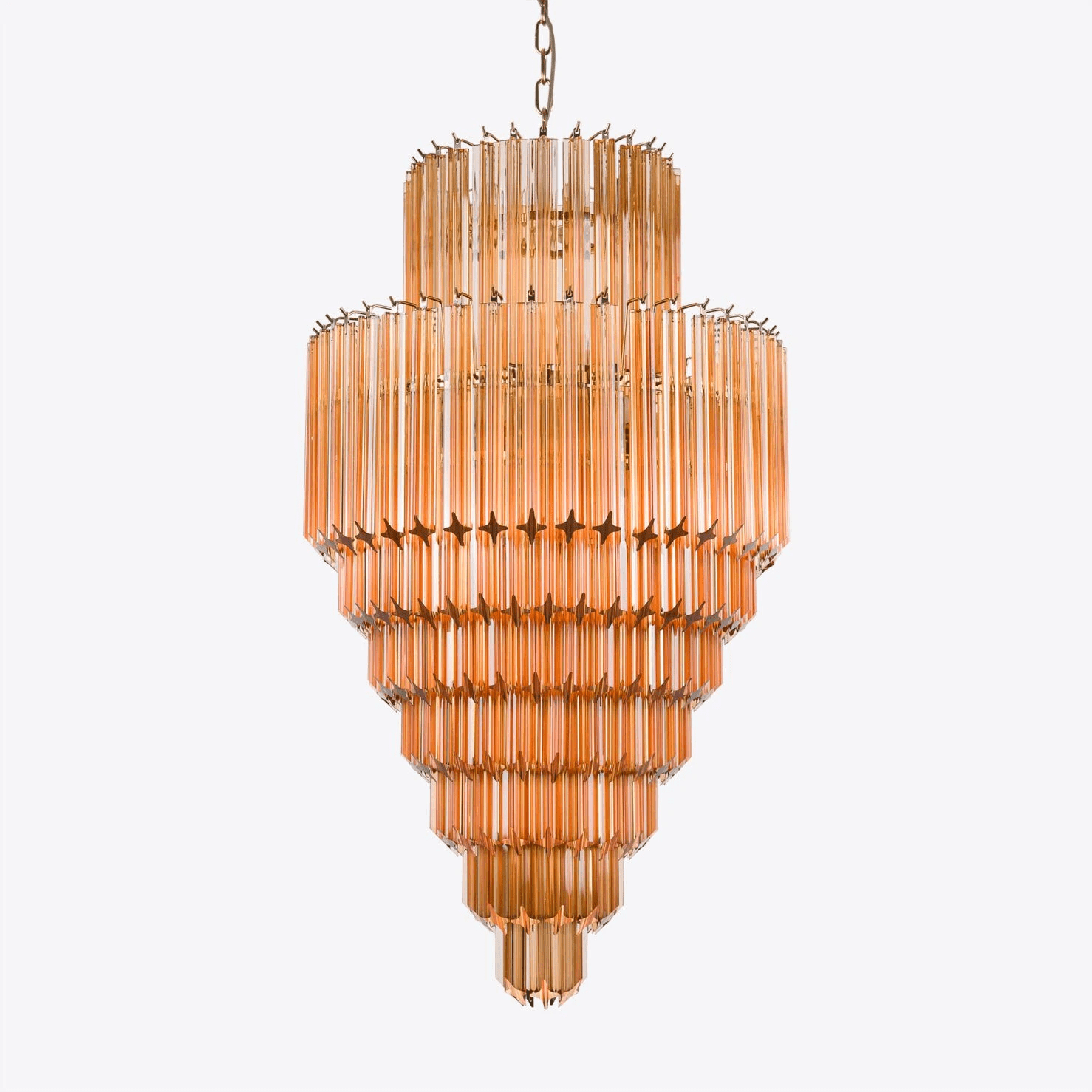 Aurora Chandelier Amber Diamond Glass Layered Retro - Blowlighting