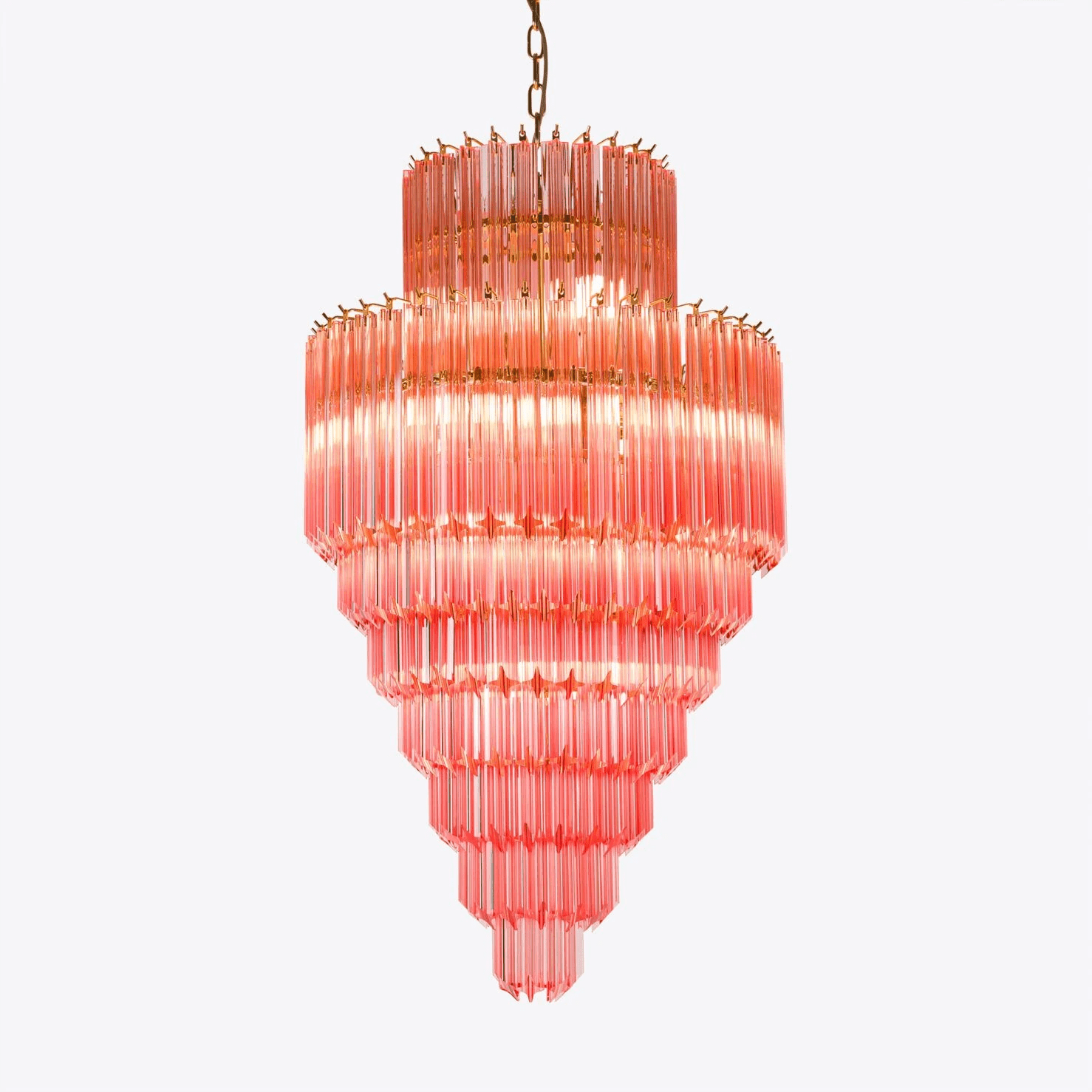 Aurora Chandelier Amber Diamond Glass Layered Retro - Blowlighting