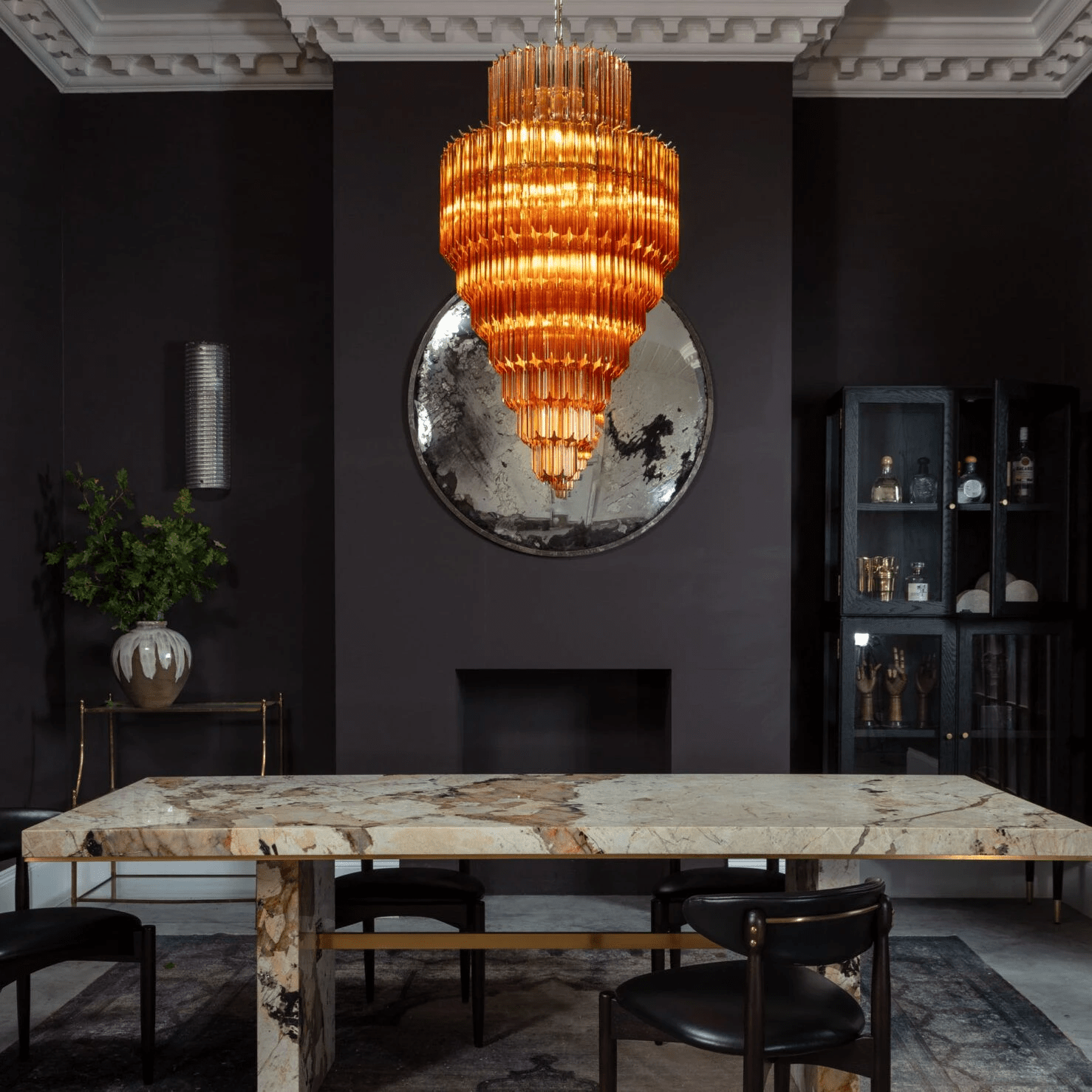Aurora Chandelier Amber Diamond Glass Layered Retro - Blowlighting