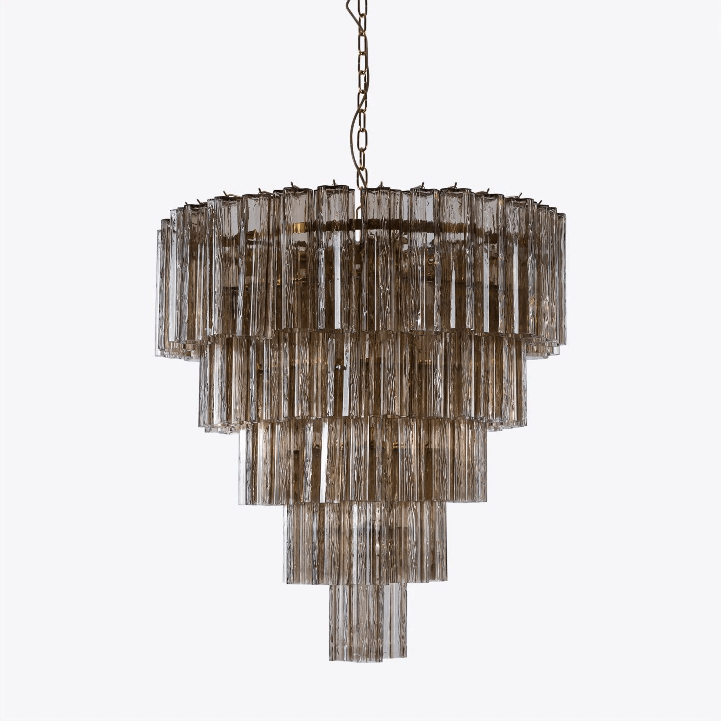 Aurora Chandelier Five Tier Fluted Glass Grande Mid Century - Blowlighting