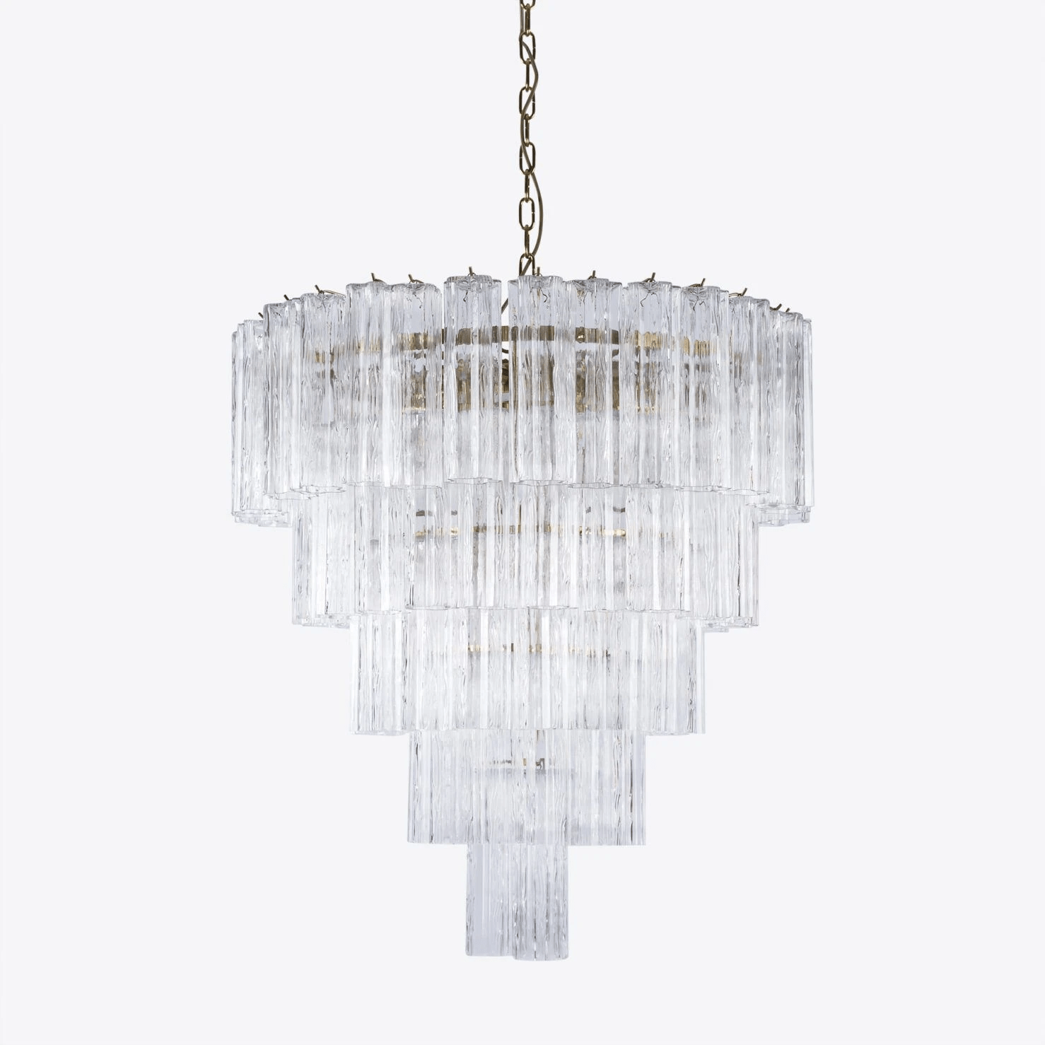 Aurora Chandelier Five Tier Fluted Glass Grande Mid Century - Blowlighting