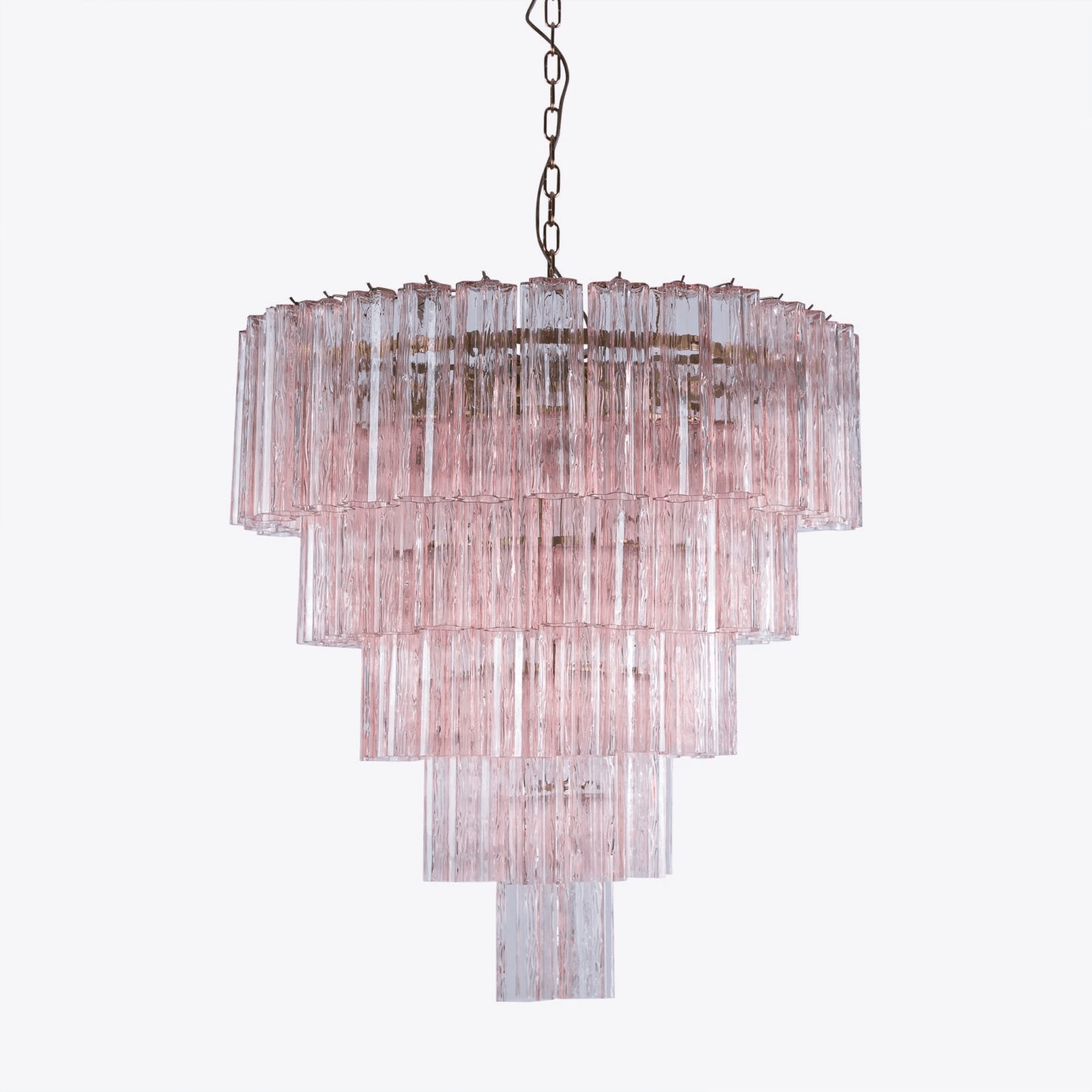 Aurora Chandelier Five Tier Fluted Glass Grande Mid Century - Blowlighting