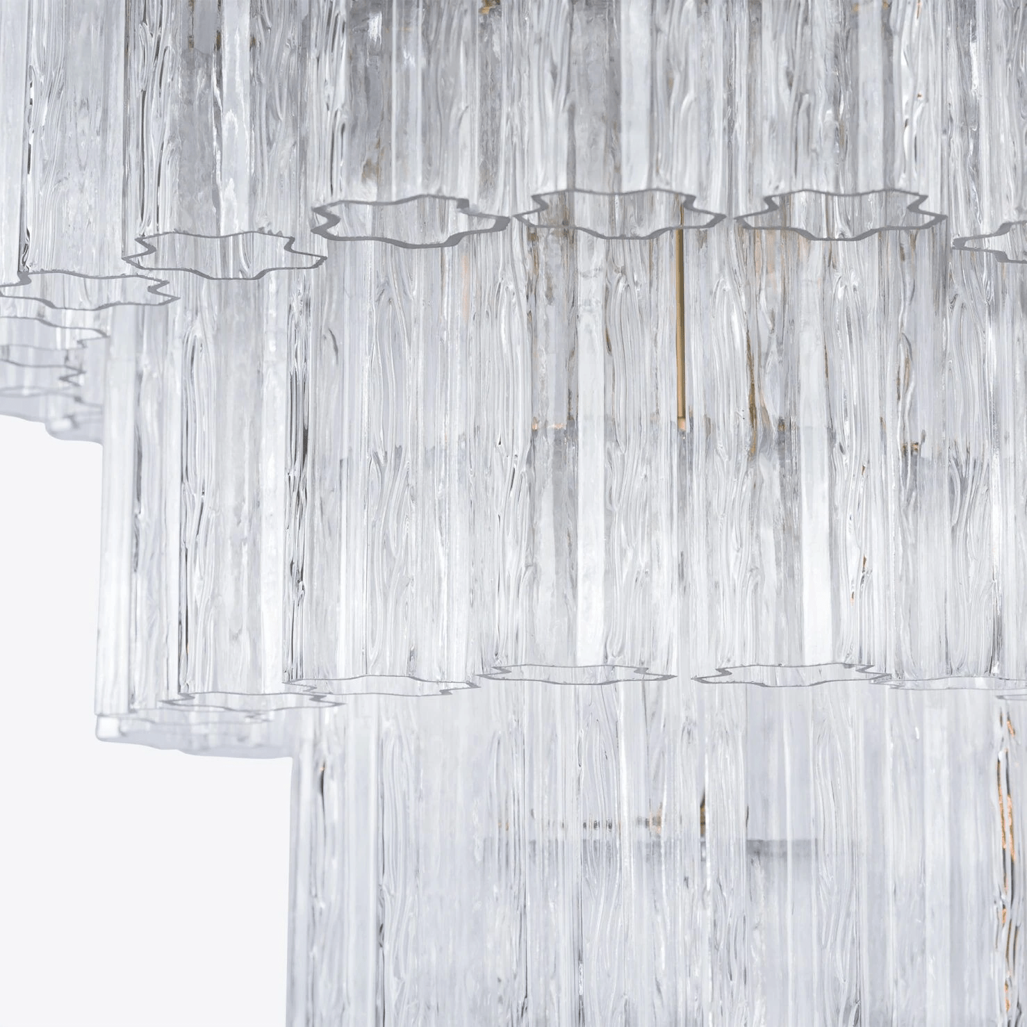 Aurora Chandelier Five Tier Fluted Glass Grande Mid Century - Blowlighting