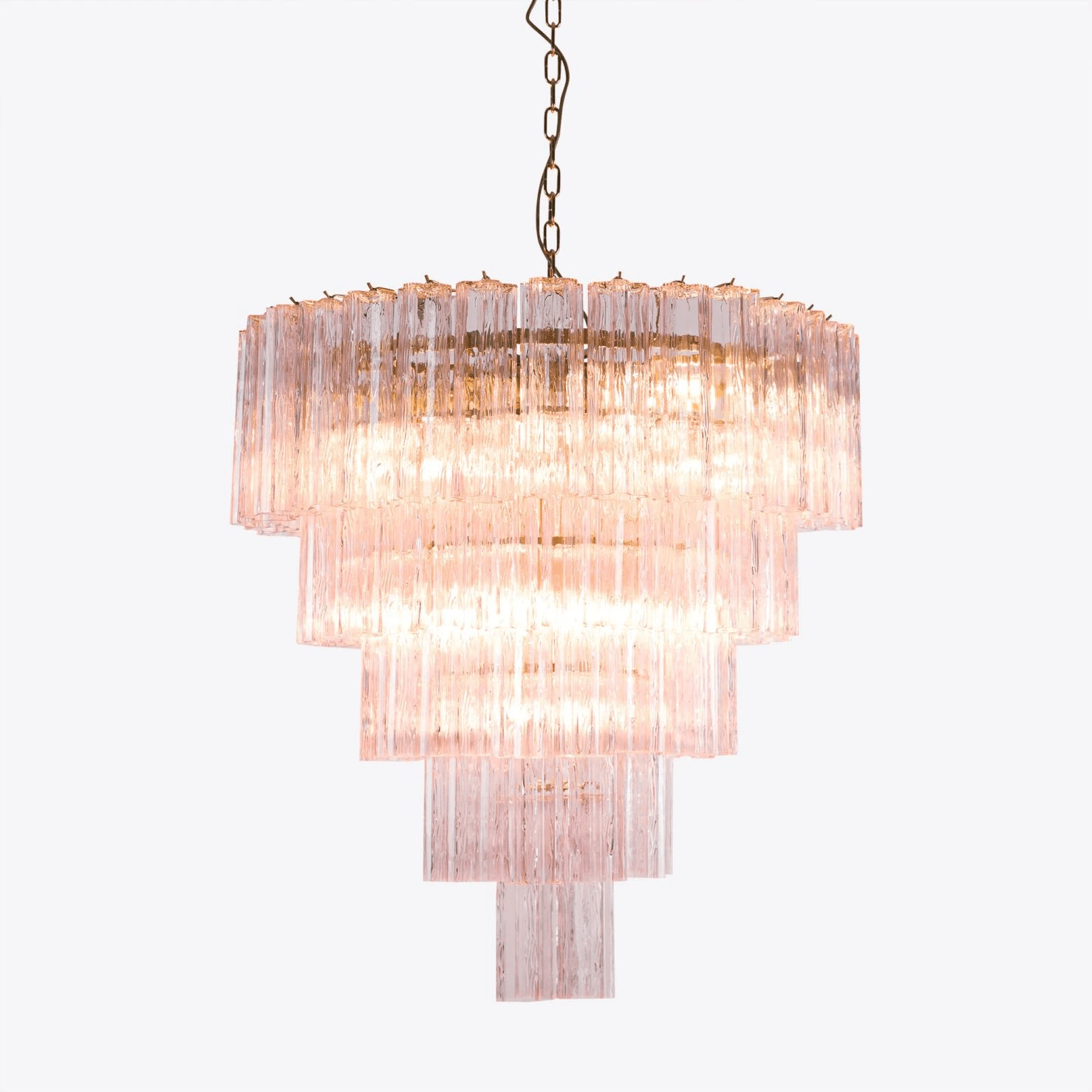 Aurora Chandelier Five Tier Fluted Glass Grande Mid Century - Blowlighting