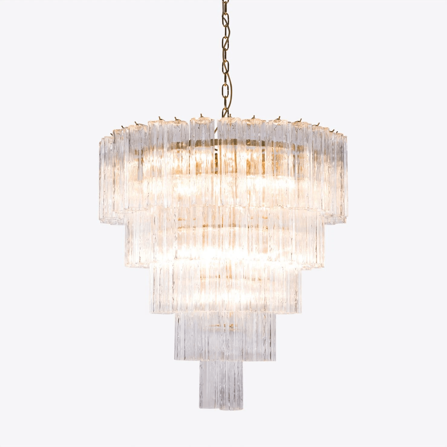 Aurora Chandelier Five Tier Fluted Glass Grande Mid Century - Blowlighting
