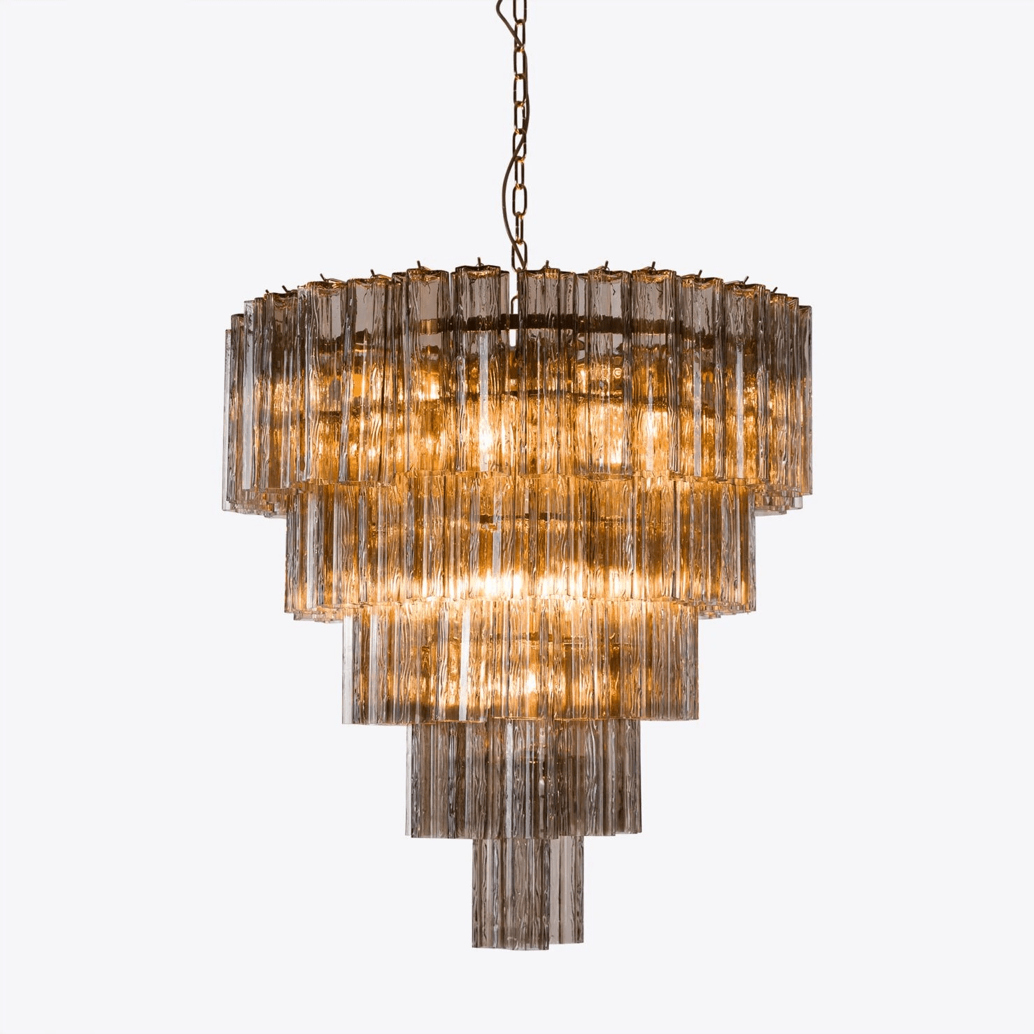 Aurora Chandelier Five Tier Fluted Glass Grande Mid Century - Blowlighting