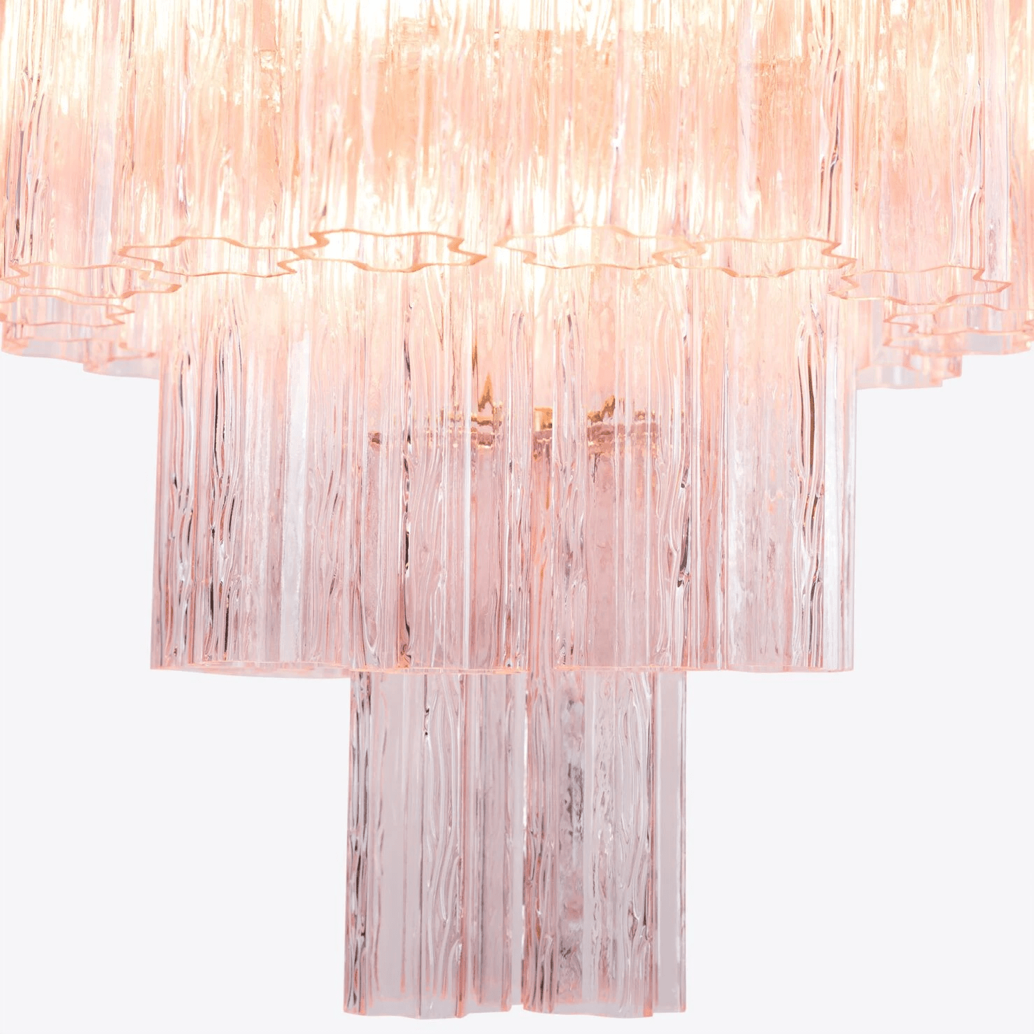 Aurora Chandelier Five Tier Fluted Glass Grande Mid Century - Blowlighting