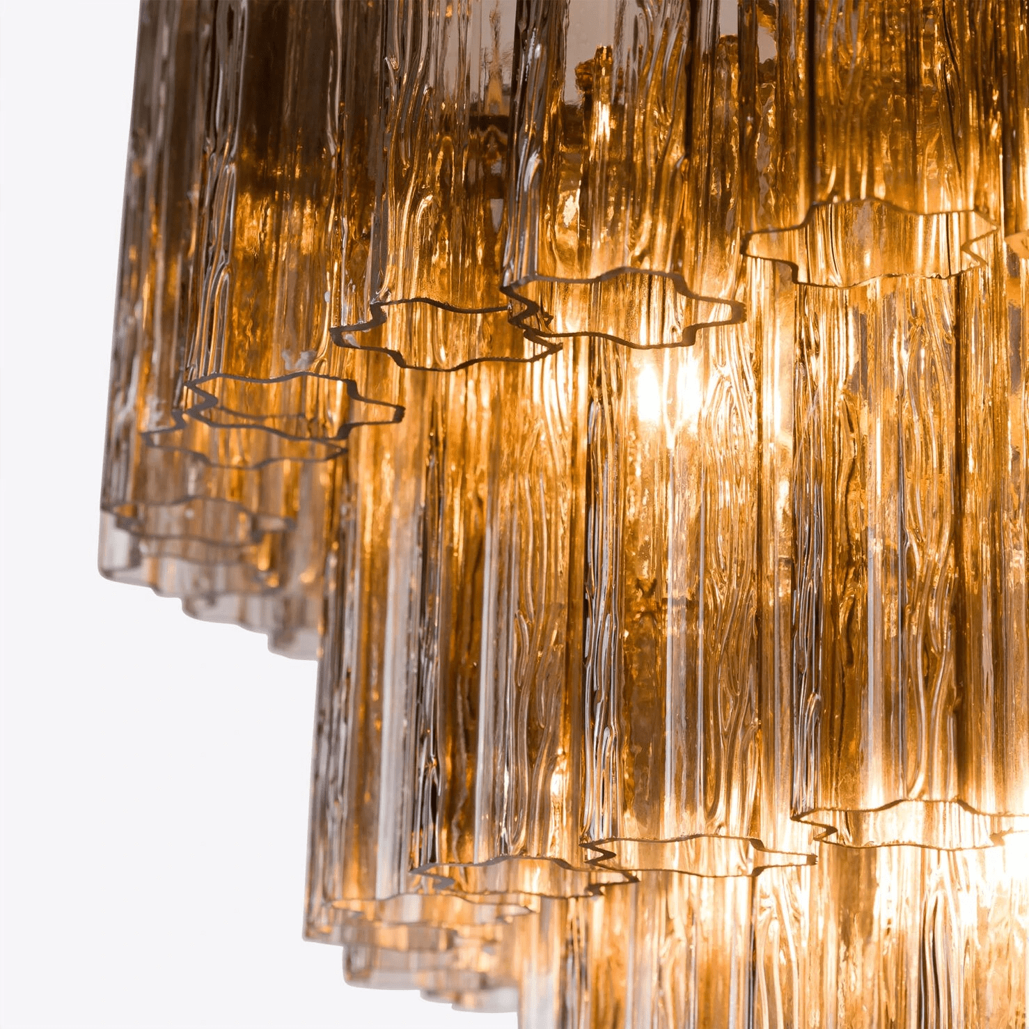 Aurora Chandelier Five Tier Fluted Glass Grande Mid Century - Blowlighting