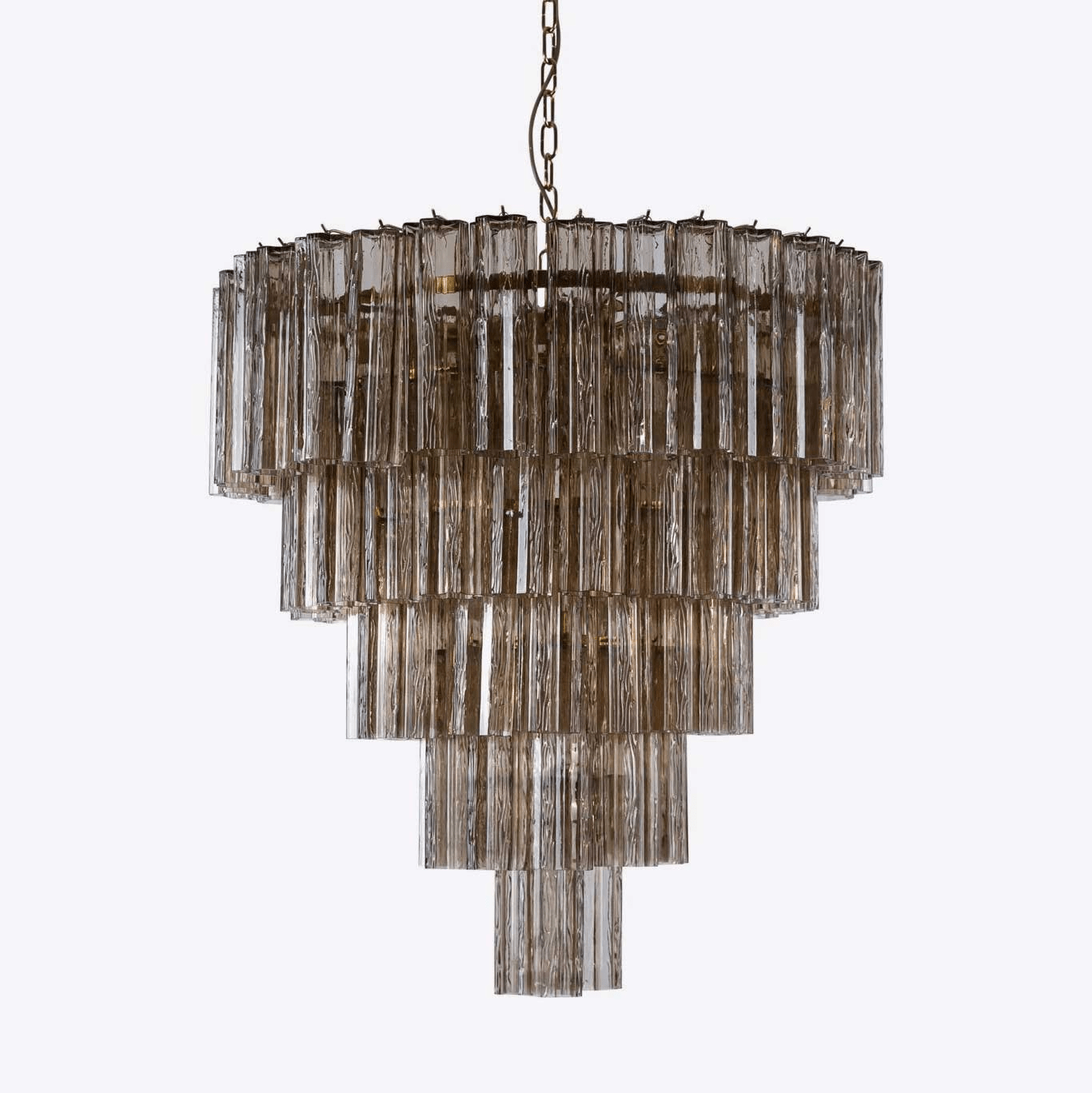 Aurora Chandelier Five Tier Fluted Glass Grande Mid Century - Blowlighting