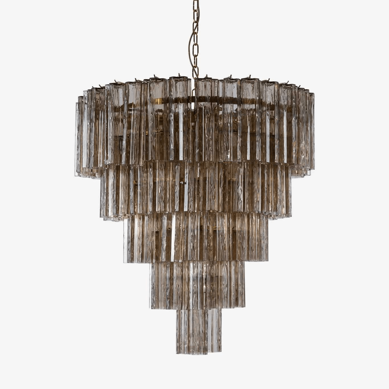 Aurora Chandelier Five Tier Fluted Glass Grande Mid Century - Blowlighting